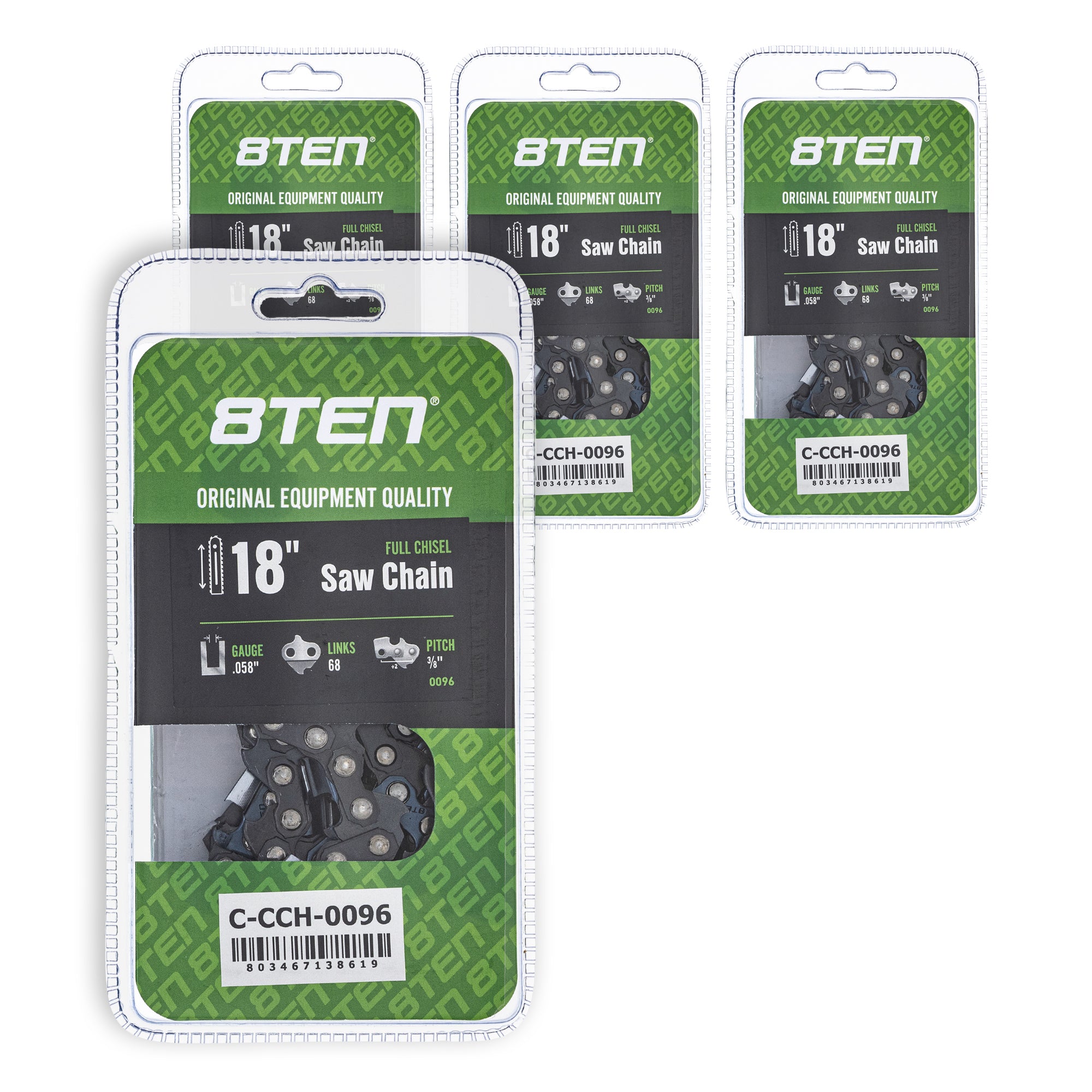 Chainsaw Chain 18 Inch .058 3/8 68DL 4-Pack for zOTHER Oregon Husqvarna Poulan Craftsman 8TEN 810-CCC2218H