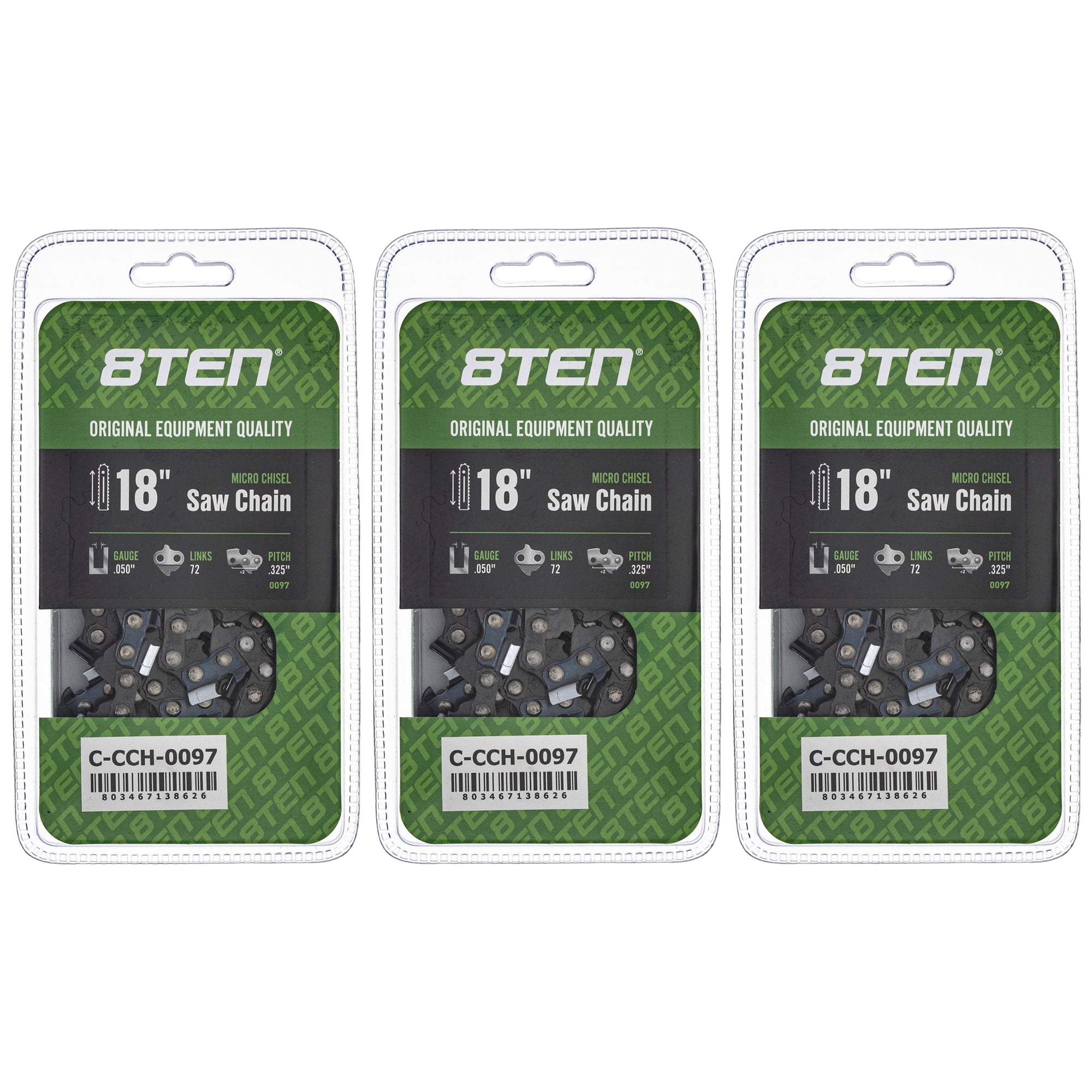 Chainsaw Chain 18 Inch .050 .325 72DL 3-Pack for zOTHER Stens Oregon Ref. Oregon Husqvarna 8TEN 810-CCC2219H