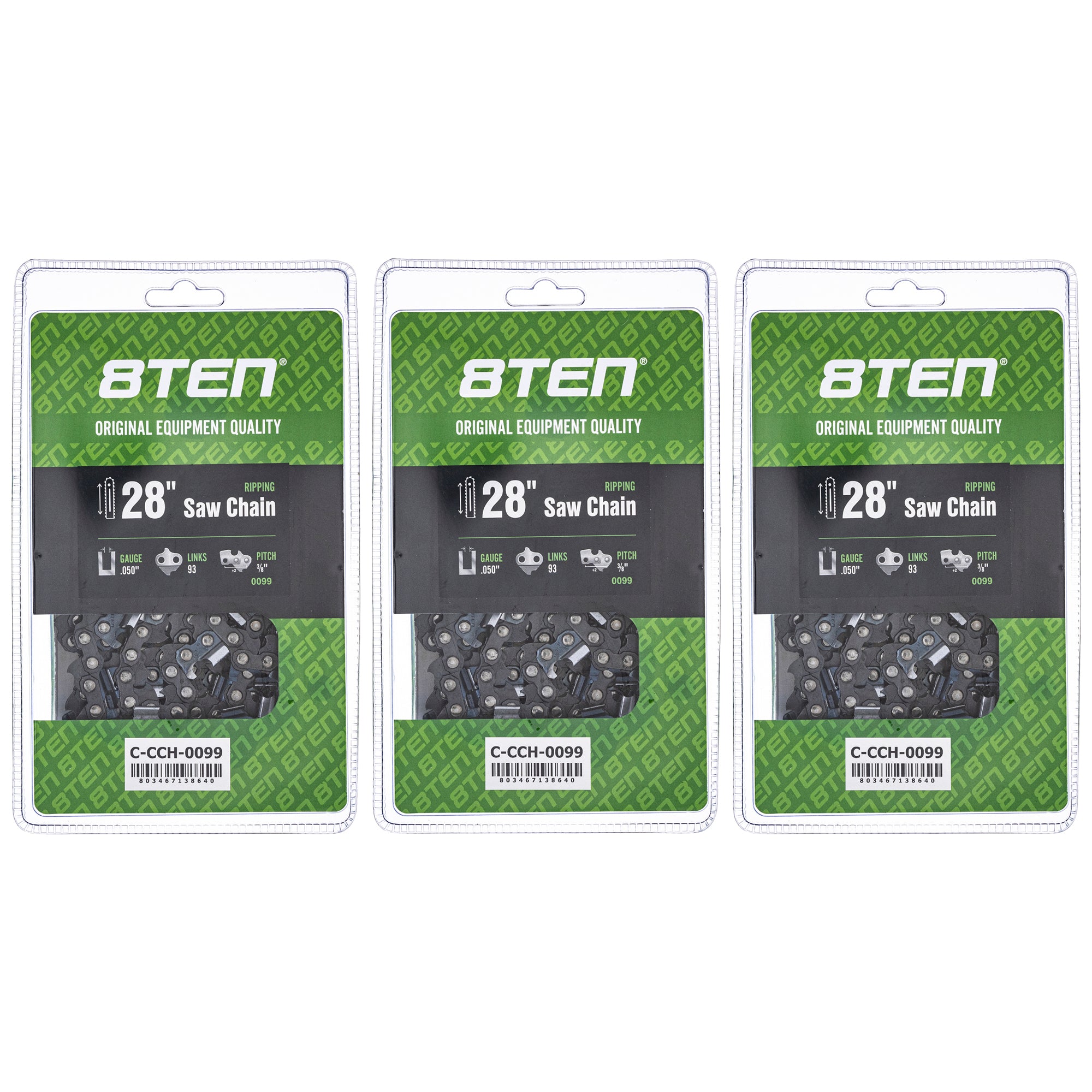 Chainsaw Chain 28 Inch .050 3/8 93DL 3-Pack for zOTHER Oregon Echo Shindaiwa Bear Cat 8TEN 810-CCC2211H