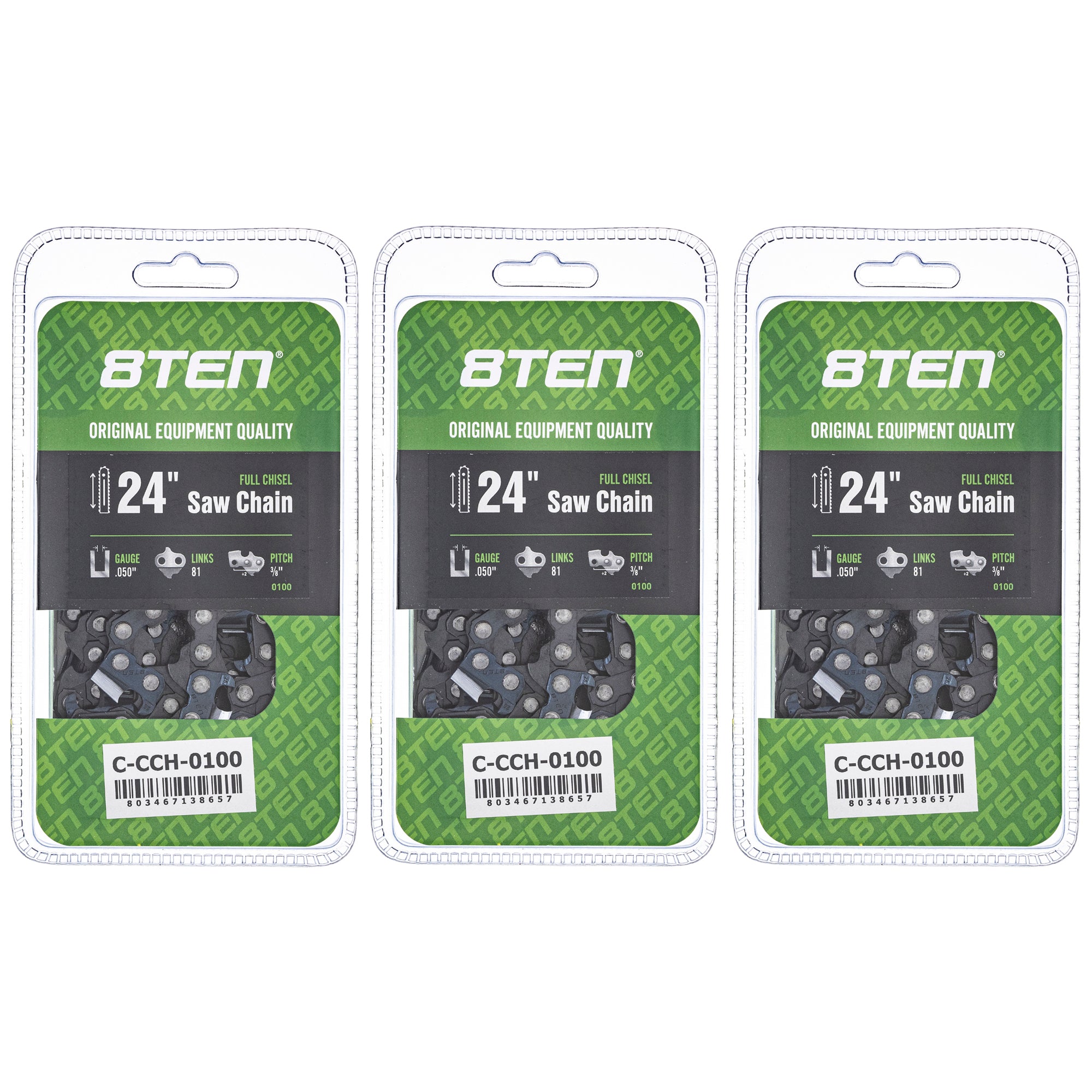 Chainsaw Chain 24 Inch .050 3/8 81DL 3-Pack for zOTHER Oregon Echo Shindaiwa Bear Cat 8TEN 810-CCC2322H