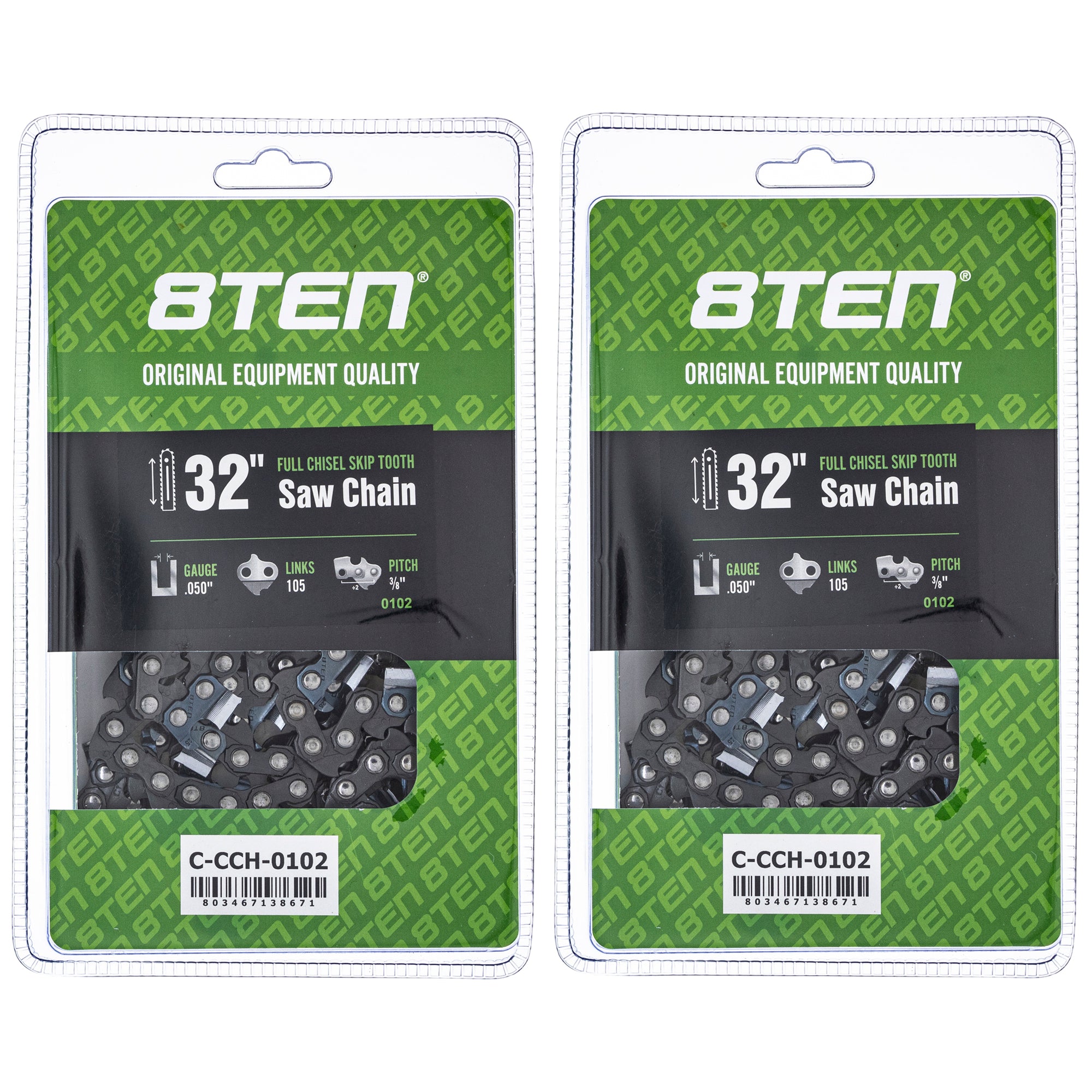 Chainsaw Chain 32 Inch .050 3/8 105DL 2-Pack for zOTHER Oregon Echo Shindaiwa Bear Cat PS 8TEN 810-CCC2324H