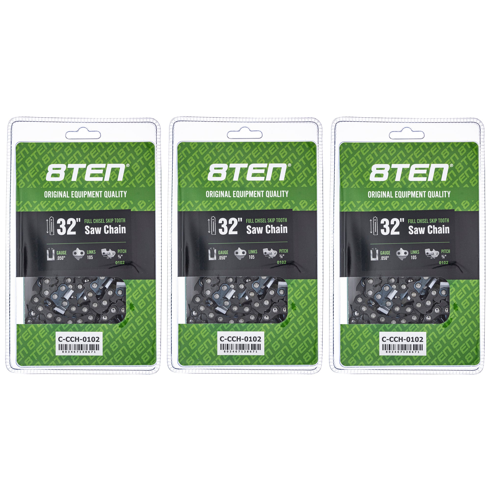 Chainsaw Chain 32 Inch .050 3/8 105DL 3-Pack for zOTHER Oregon Echo Shindaiwa Bear Cat PS 8TEN 810-CCC2324H