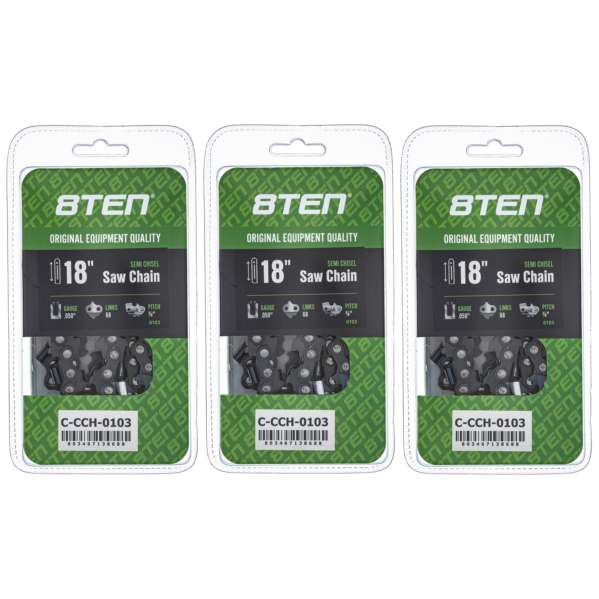 Chainsaw Chain 18 Inch .050 3/8 68DL 3-Pack for zOTHER Stens Ref No Oregon Husqvarna 8TEN 810-CCC2325H