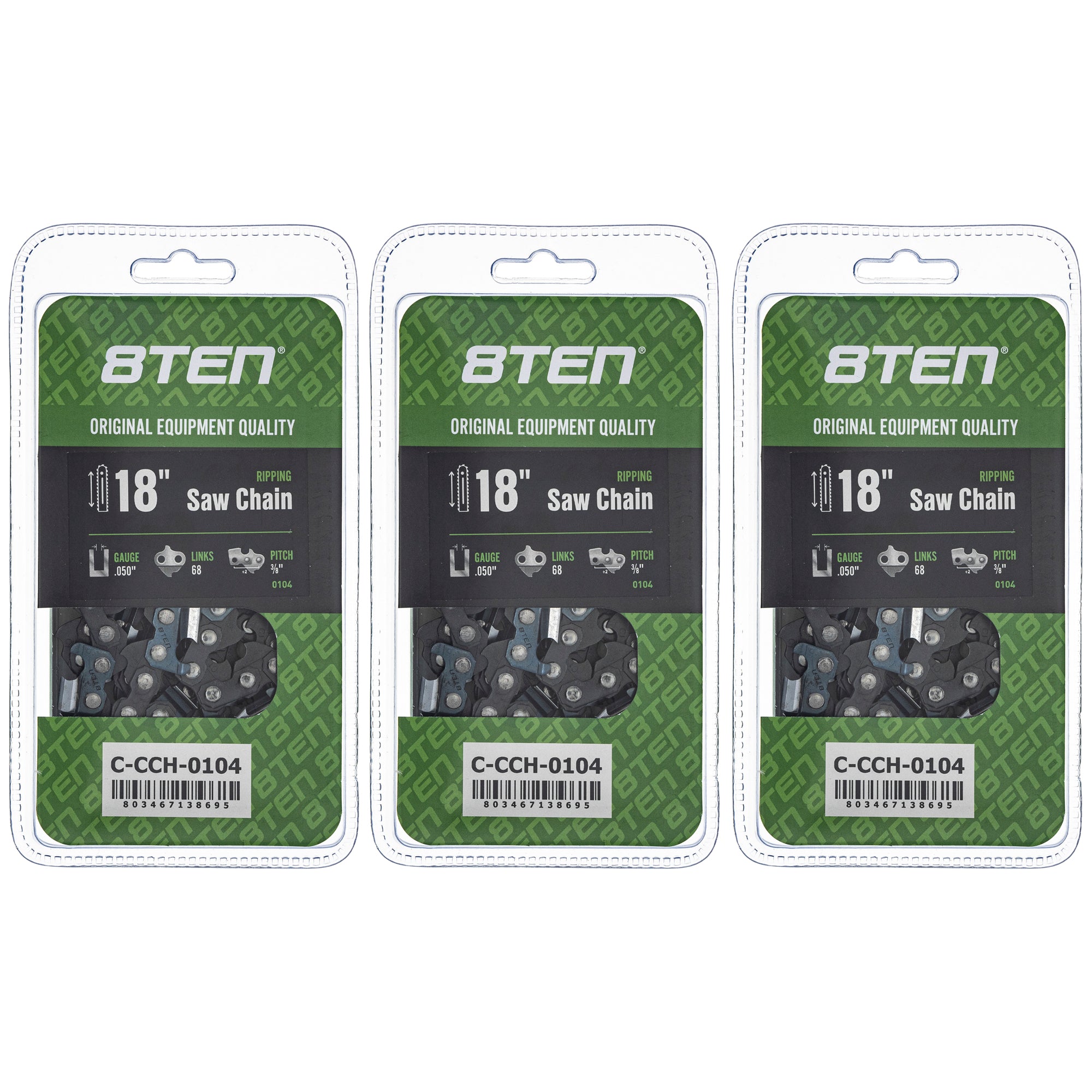 Chainsaw Chain 18 Inch .050 3/8 68DL 3-Pack for zOTHER Stens Ref No Oregon Husqvarna 8TEN 810-CCC2326H