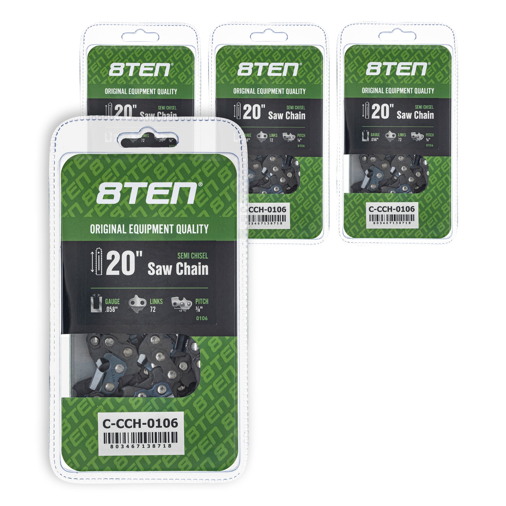 Chainsaw Chain 20 Inch .050 3/8 72DL 4-Pack for zOTHER Oregon Husqvarna Poulan Craftsman 8TEN 810-CCC2328H