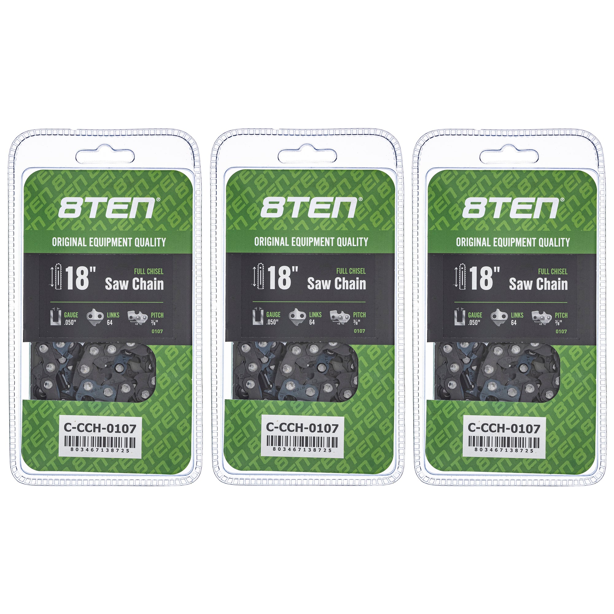 Chainsaw Chain 18 Inch .050 3/8 64DL 3-Pack for zOTHER Oregon Echo Shindaiwa Bear Cat 8TEN 810-CCC2329H