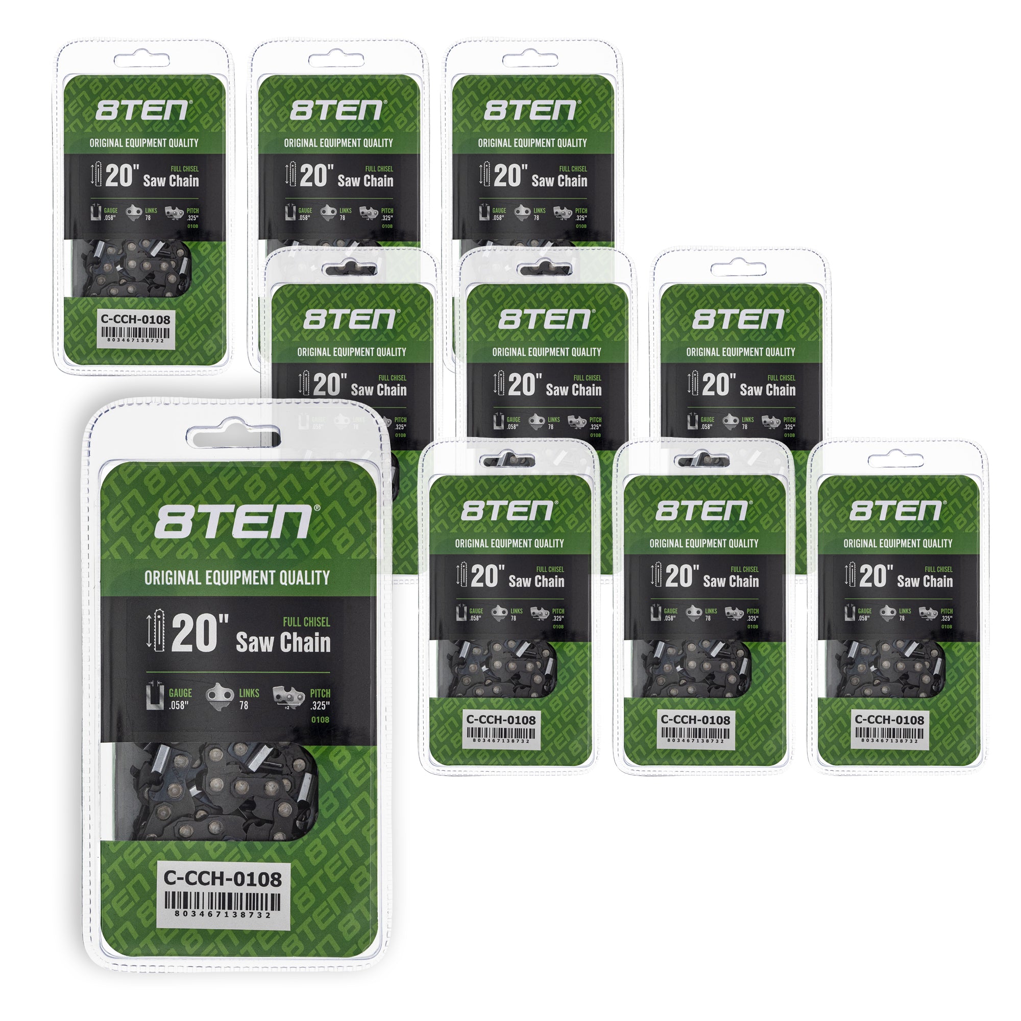 Chainsaw Chain 20 Inch .058 .325 78DL 10-Pack for zOTHER Oregon PS EA6101P53G EA6100PREG 8TEN 810-CCC2320H