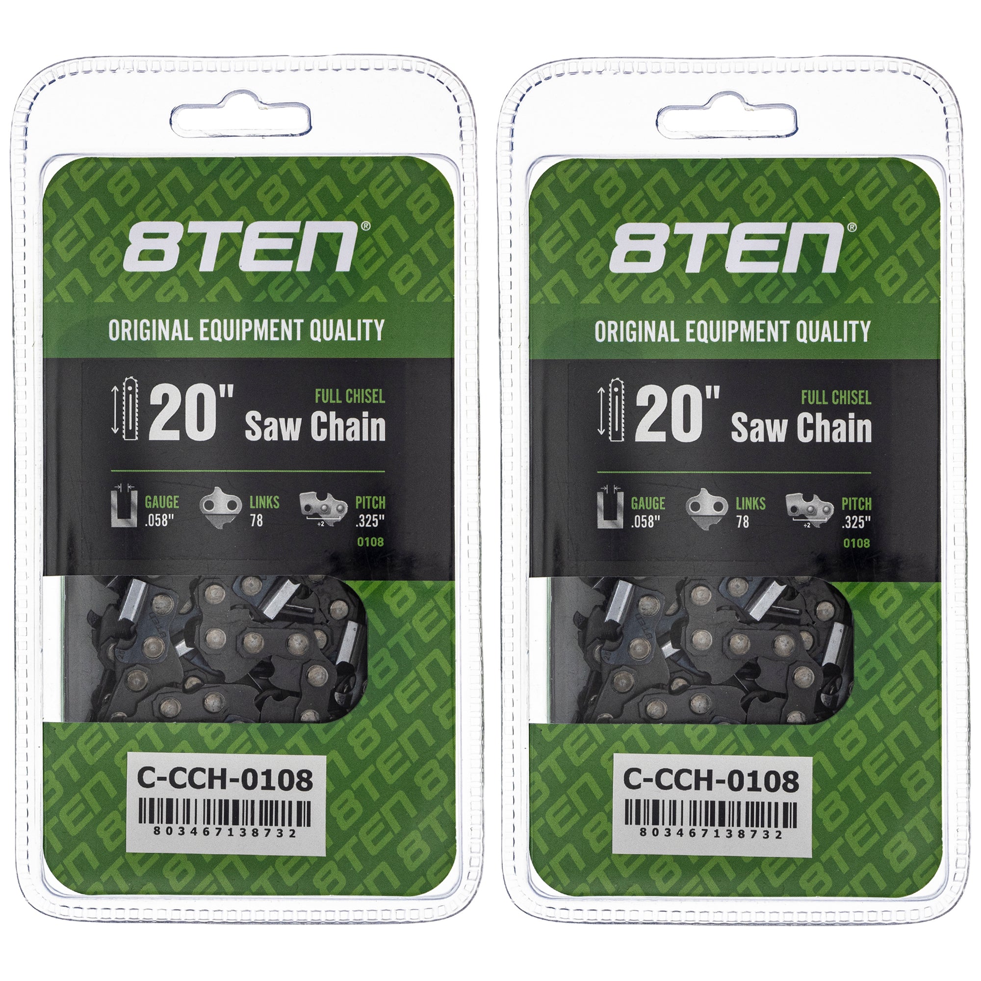Chainsaw Chain 20 Inch .058 .325 78DL 2-Pack for zOTHER Oregon PS EA6101P53G EA6100PREG 8TEN 810-CCC2320H
