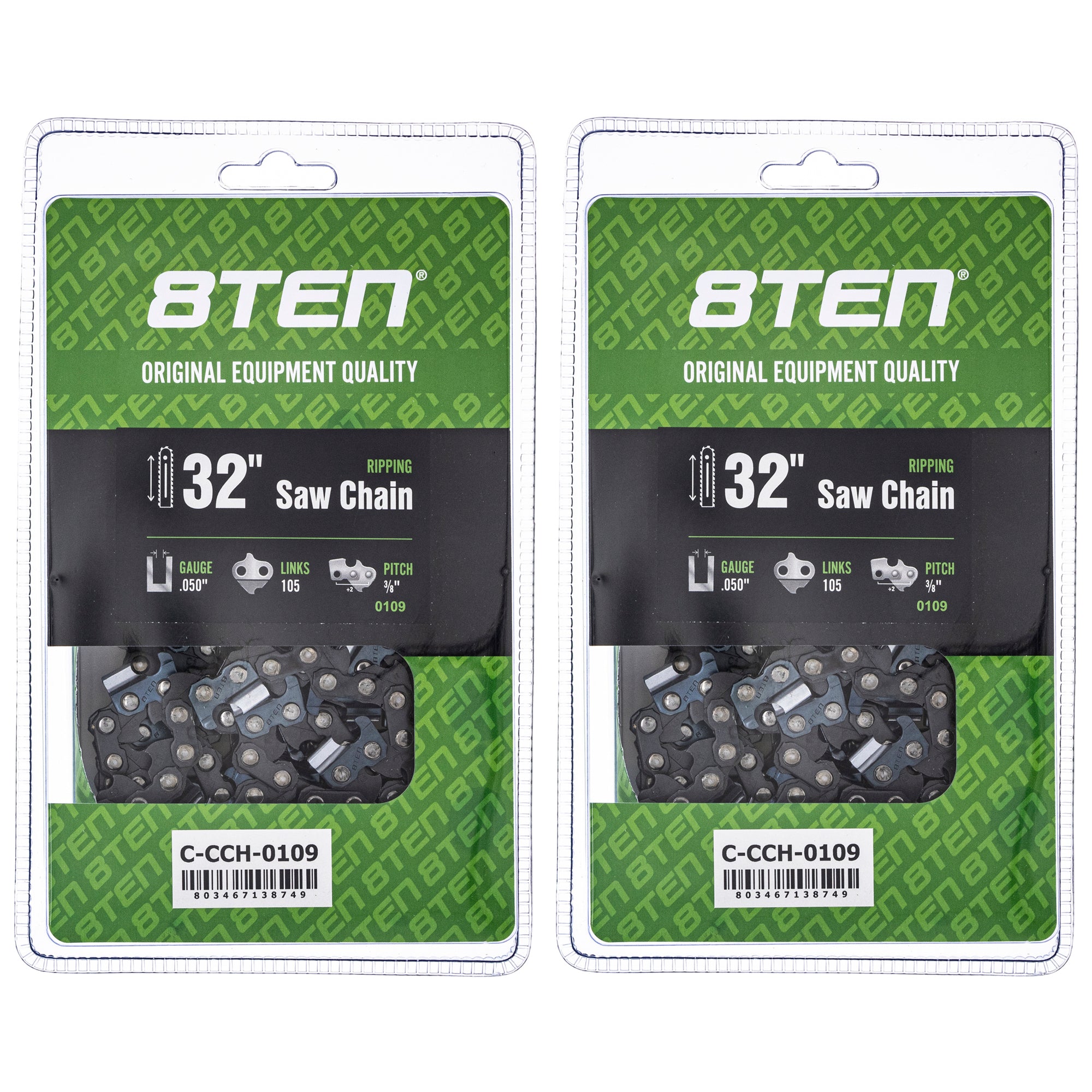 Chainsaw Chain 32 Inch .050 3/8 105DL 2-Pack for zOTHER Oregon Echo Shindaiwa Bear Cat PS 8TEN 810-CCC2321H
