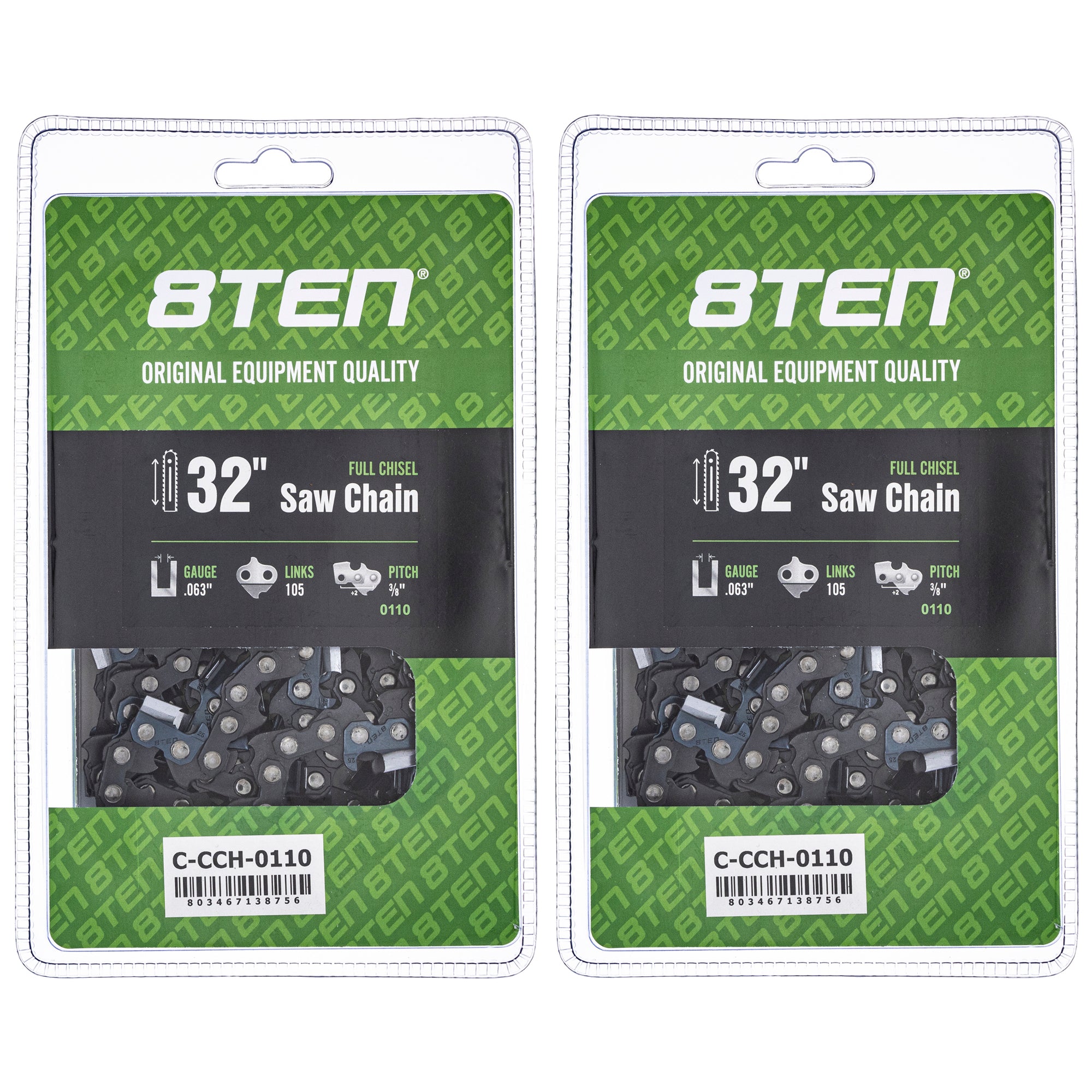 Chainsaw Chain 32 Inch .063 3/8 105DL 2-Pack for zOTHER Oregon XL VI PS Pro 8TEN 810-CCC2332H