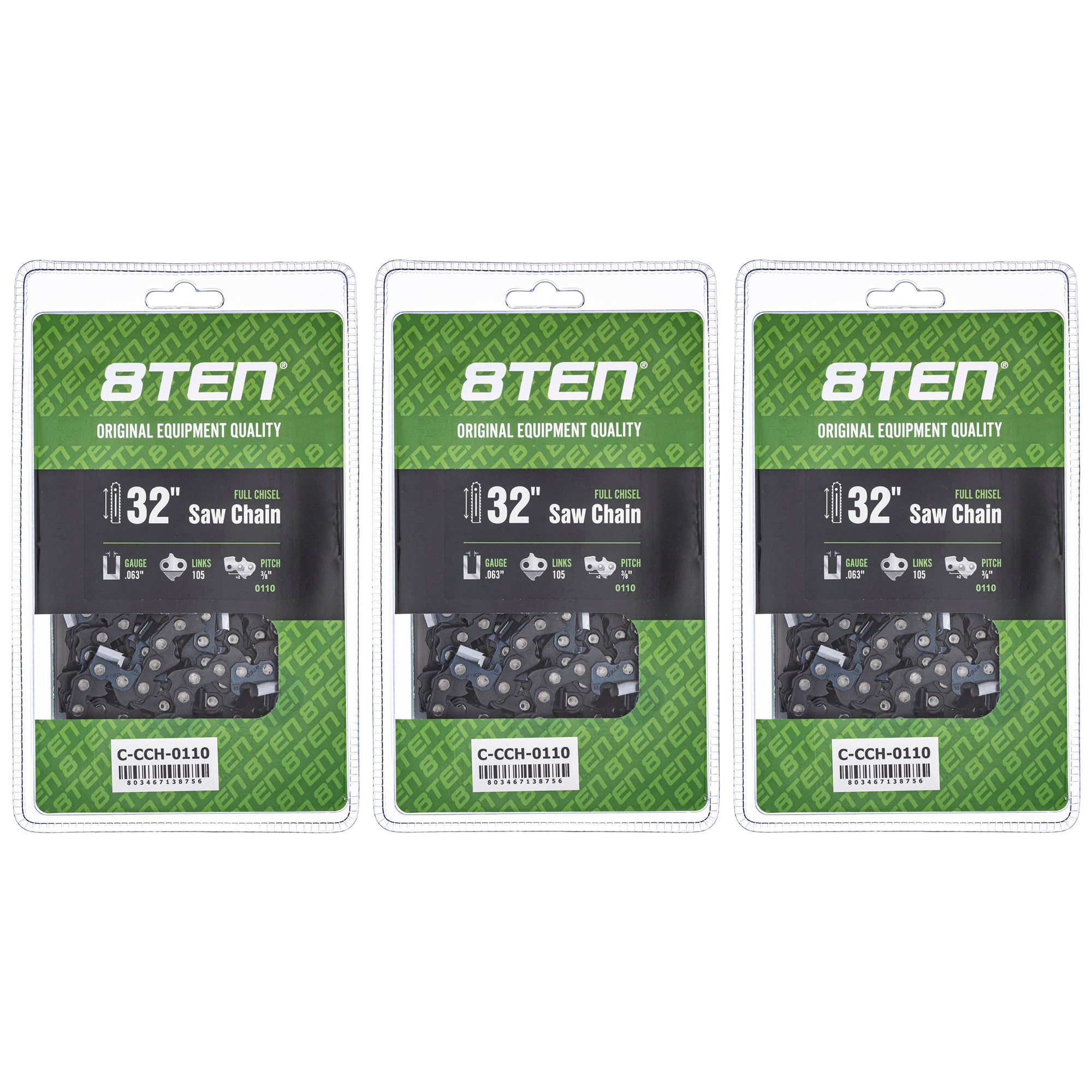 Chainsaw Chain 32 Inch .063 3/8 105DL 3-Pack for zOTHER Oregon XL VI PS Pro 8TEN 810-CCC2332H