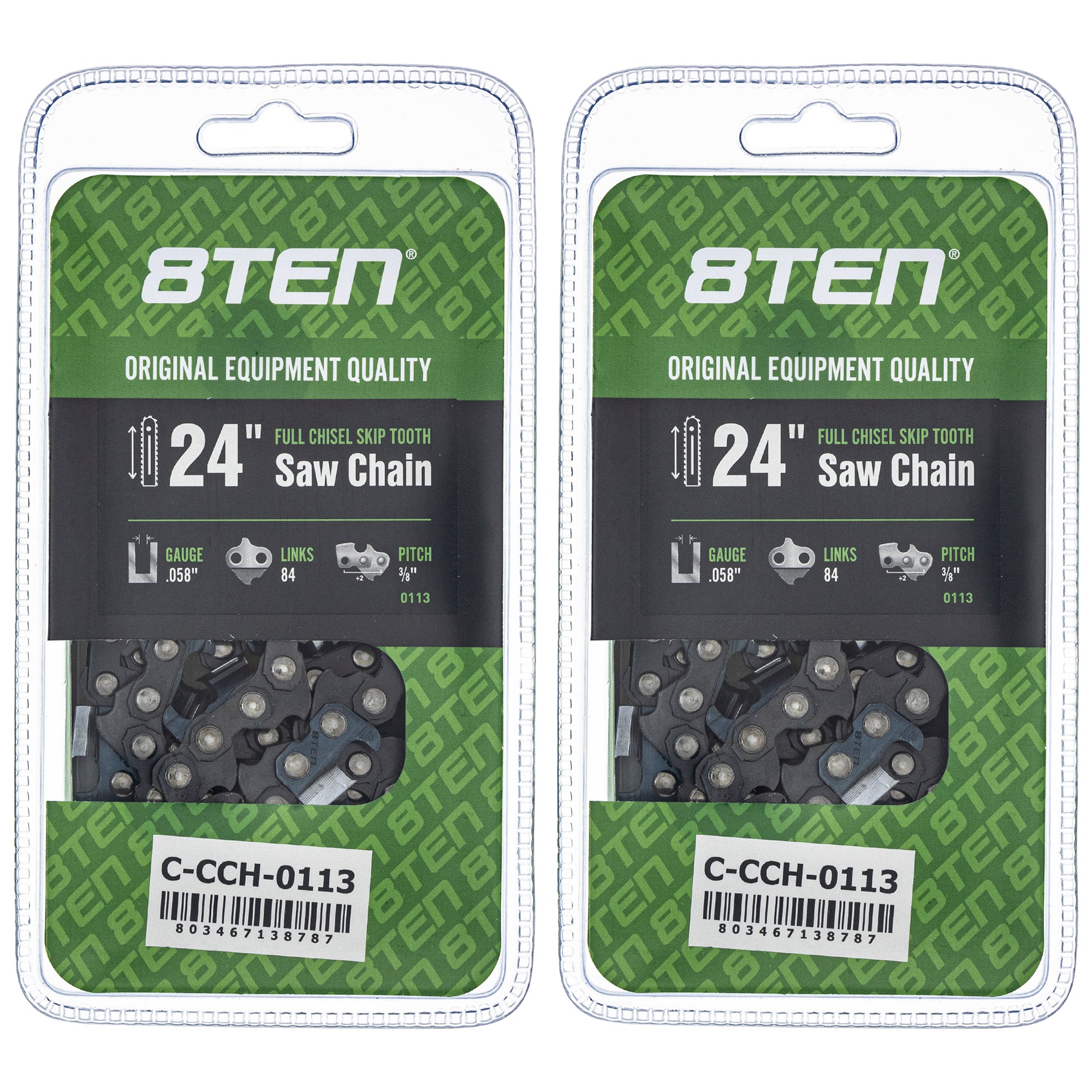 Chainsaw Chain 24 Inch .058 3/8 84DL 2-Pack for zOTHER Oregon Husqvarna Poulan Craftsman 8TEN 810-CCC2335H