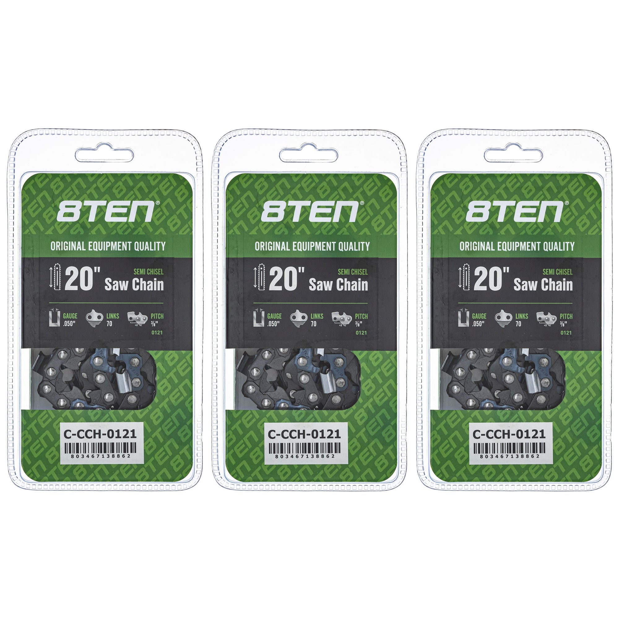 Chainsaw Chain 20 Inch .050 3/8 70DL 3-Pack for zOTHER Stens Ref No Oregon Ref. Oregon 8TEN 810-CCC2343H