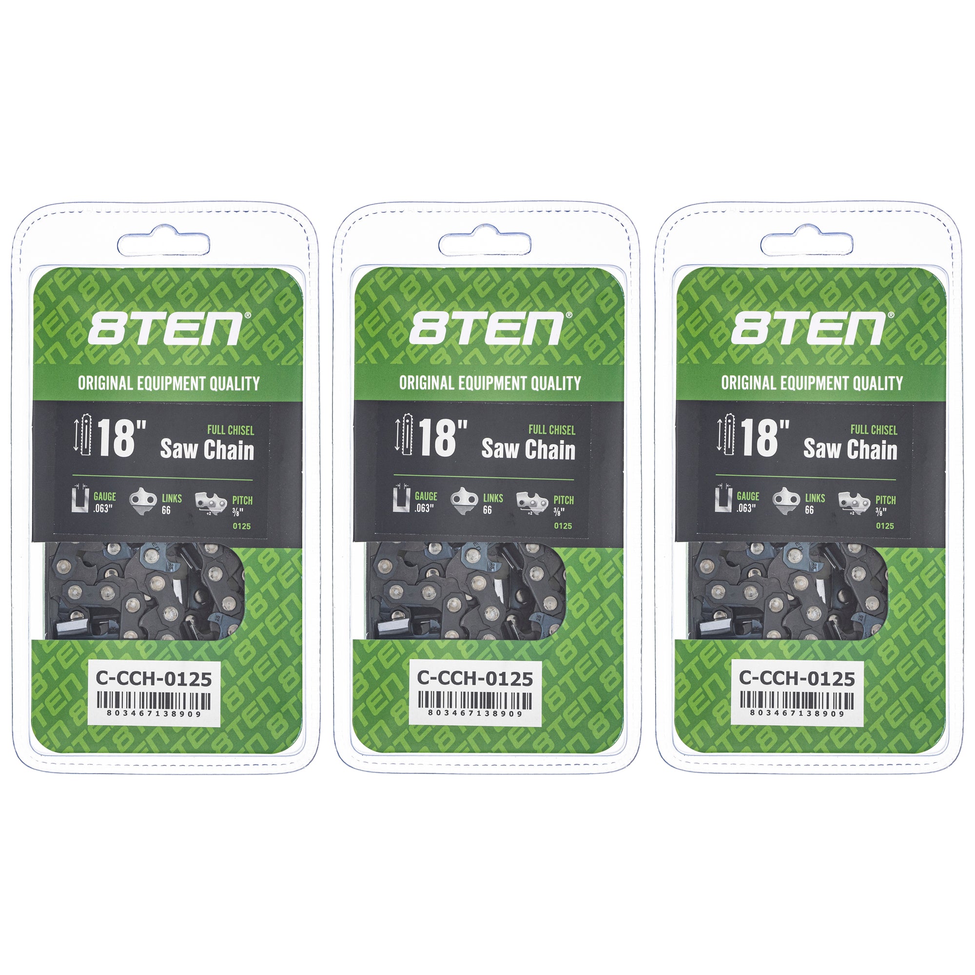Chainsaw Chain 18 Inch .063 3/8 66DL 3-Pack for MSE MS E 066 8TEN 810-CCC2347H