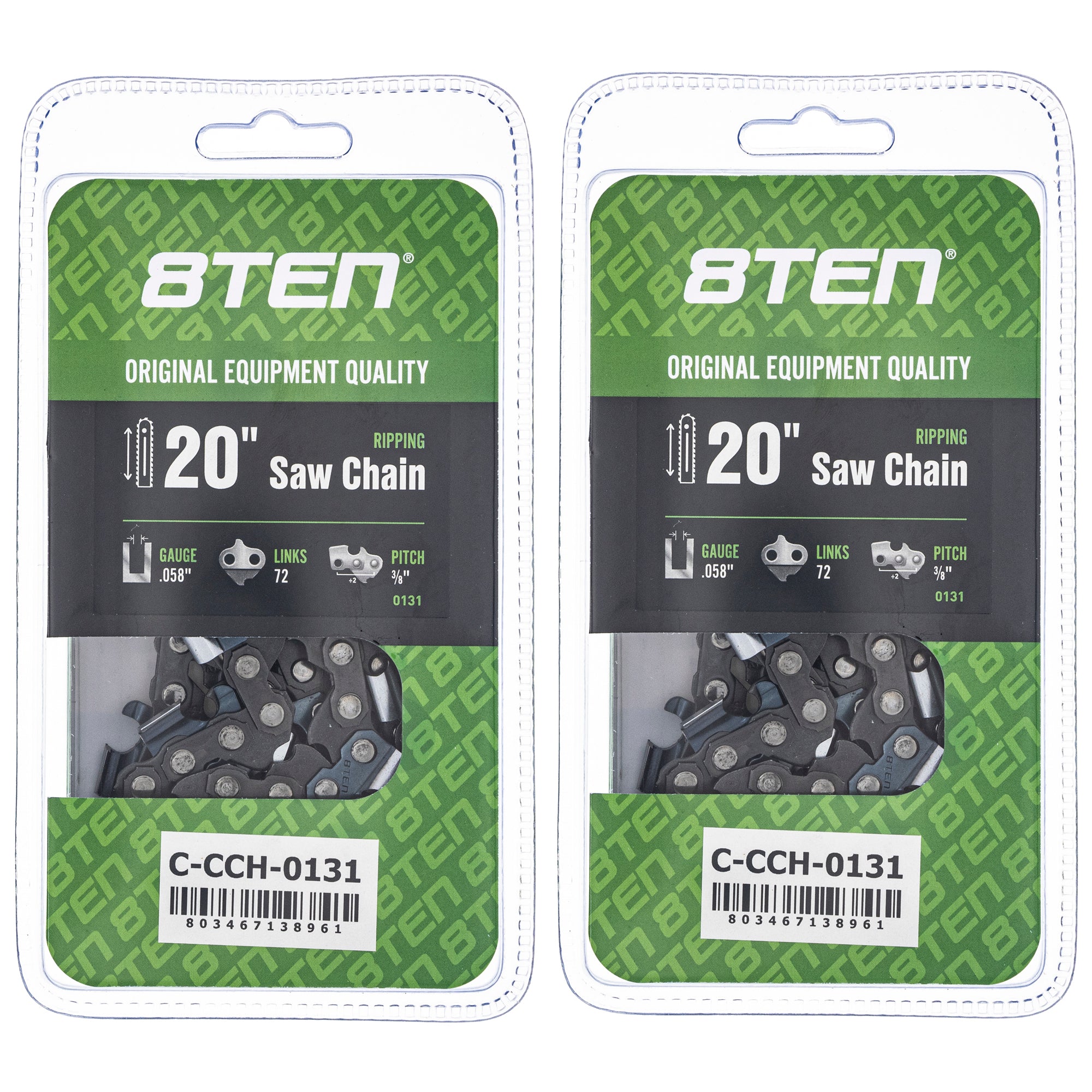 Chainsaw Chain 20 Inch .058 3/8 72DL 2-Pack for zOTHER Oregon Husqvarna Poulan Craftsman 8TEN 810-CCC2353H