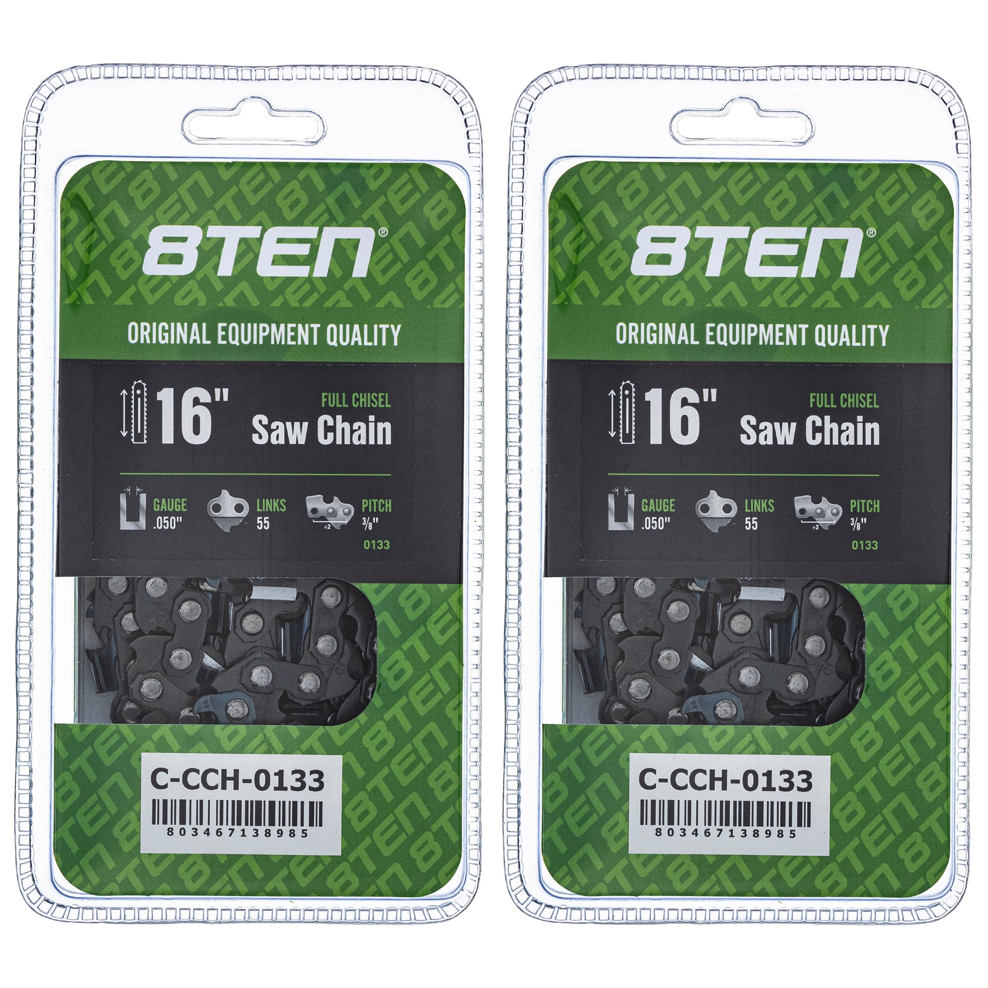 Chainsaw Chain 16 Inch .050 3/8 55DL 2-Pack for zOTHER Stens Oregon MSE MS Mac Fist 8TEN 810-CCC2355H