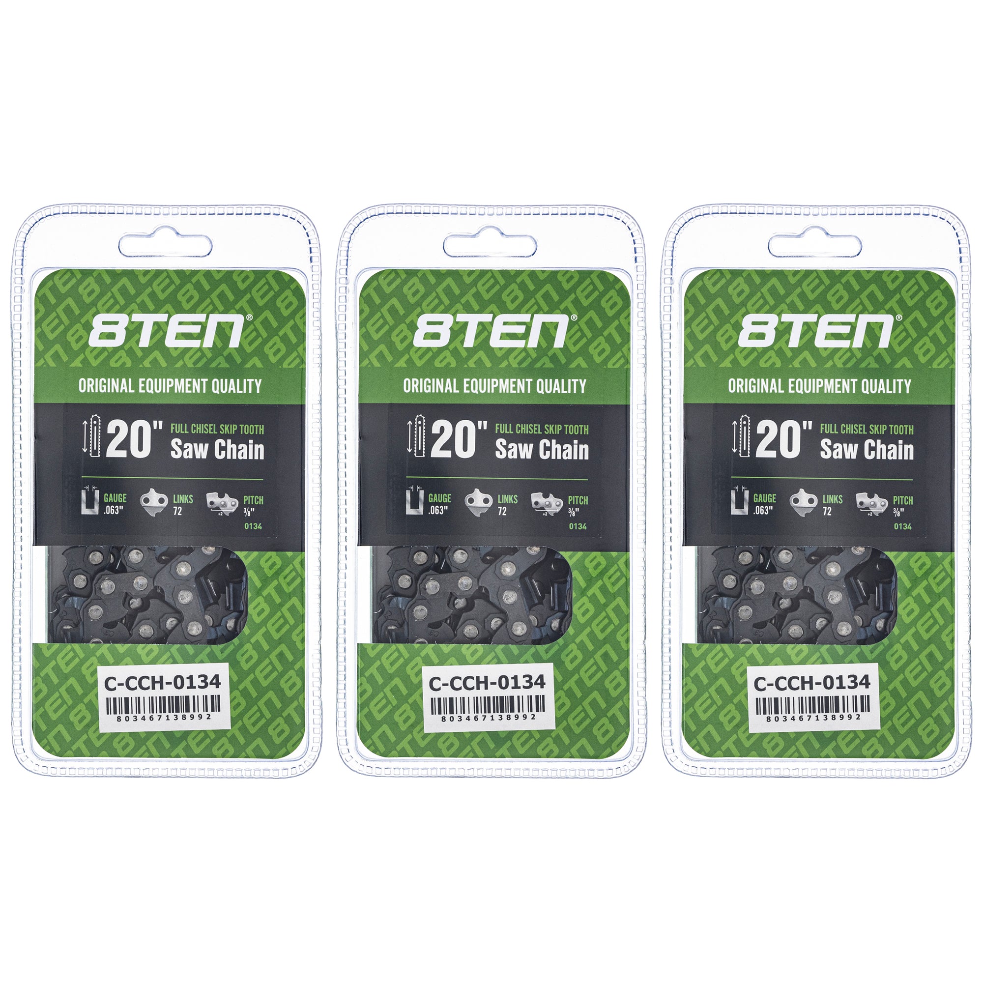 Chainsaw Chain 20 Inch .063 3/8 72DL 3-Pack for zOTHER Oregon MSE MS EA7900P EA7300P 8TEN 810-CCC2356H