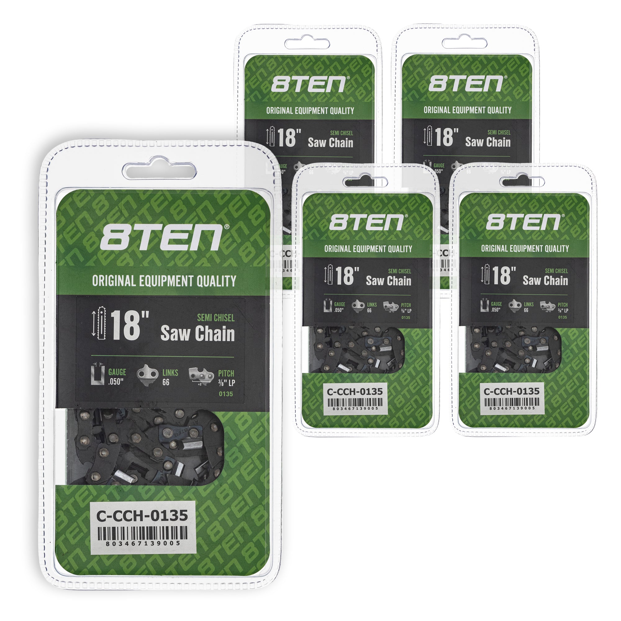 Chainsaw Chain 18 Inch .050 3/8 LP 66DL 5-Pack for zOTHER Oregon Echo Shindaiwa Bear Cat 8TEN 810-CCC2357H