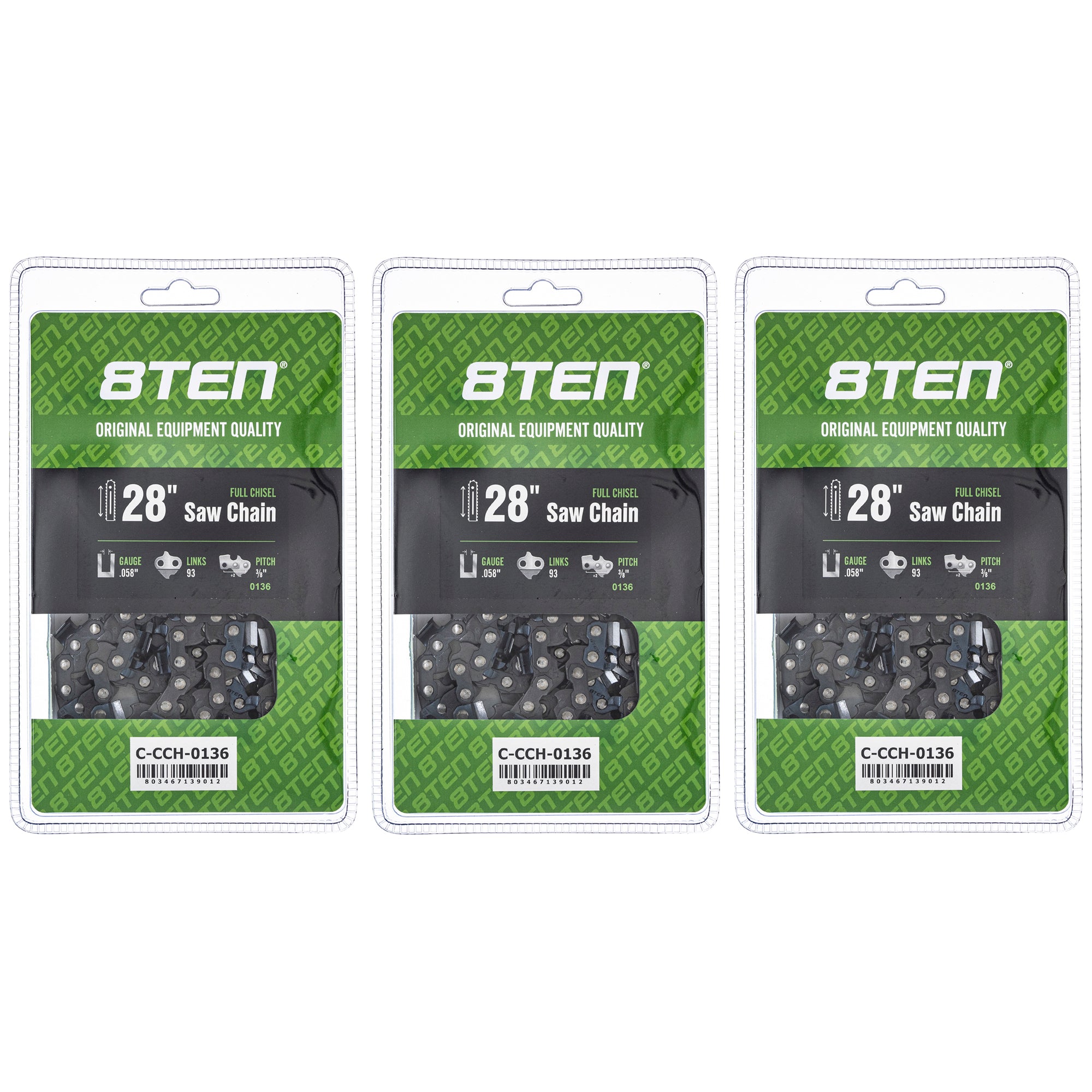 Chainsaw Chain 28 Inch .0583/8 93DL 3-Pack for zOTHER Oregon MT DCS9010FL DCS9000 DCS7901 8TEN 810-CCC2358H