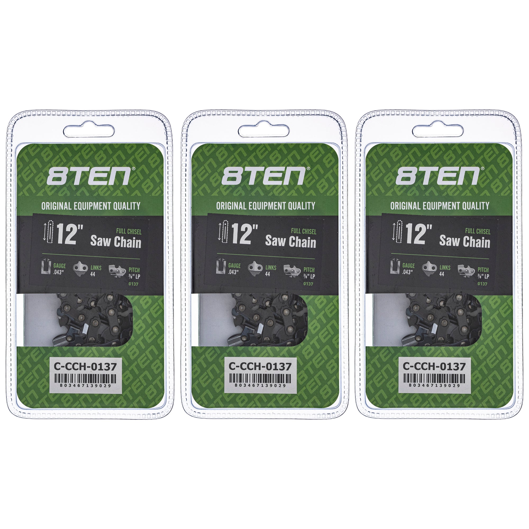 Chainsaw Chain 12 Inch .043 3/8 LP 44DL 3-Pack for zOTHER Stens Oregon Ref. Oregon Echo 8TEN 810-CCC2359H