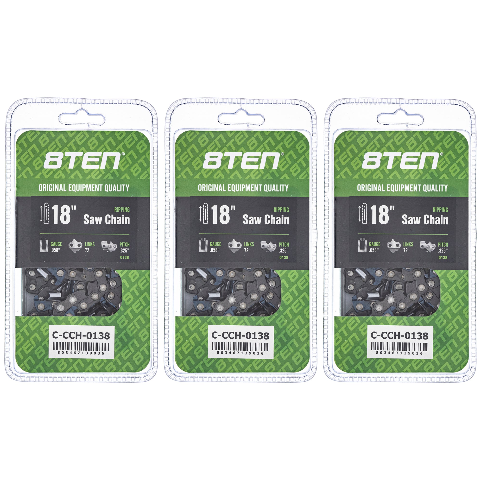 Chainsaw Chain 18 Inch .058 .325 72DL 3-Pack for zOTHER Oregon Ref. Oregon Husqvarna 8TEN 810-CCC2350H