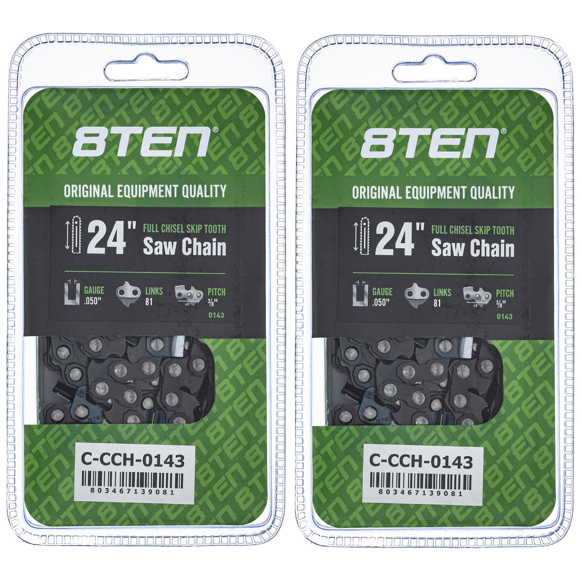 Chainsaw Chain 24 Inch .050 3/8 81DL 2-Pack for zOTHER Oregon Echo Shindaiwa Bear Cat 8TEN 810-CCC2365H