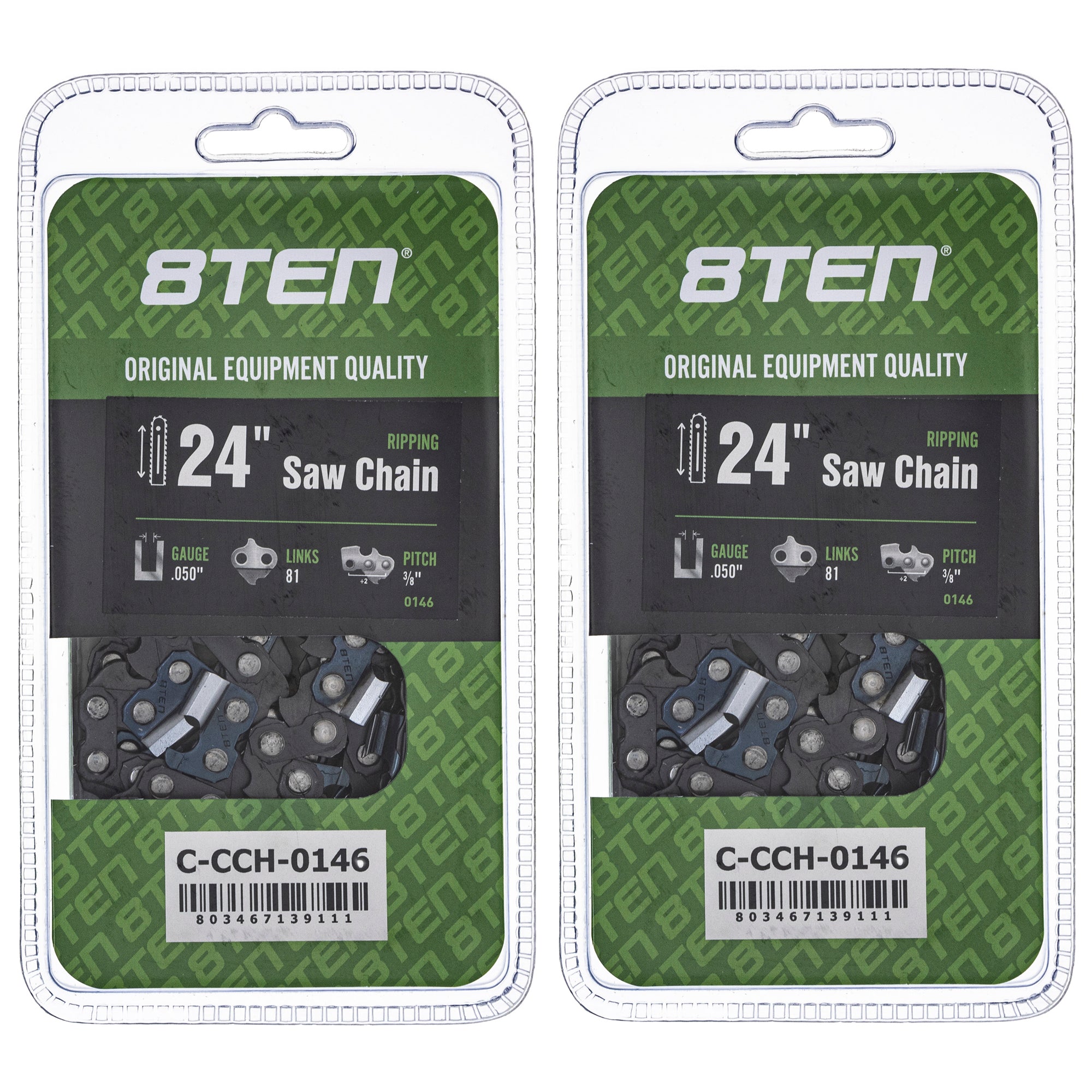 Chainsaw Chain 24 Inch .050 3/8 81DL 2-Pack for zOTHER Oregon Echo Shindaiwa Bear Cat XL V 8TEN 810-CCC2368H
