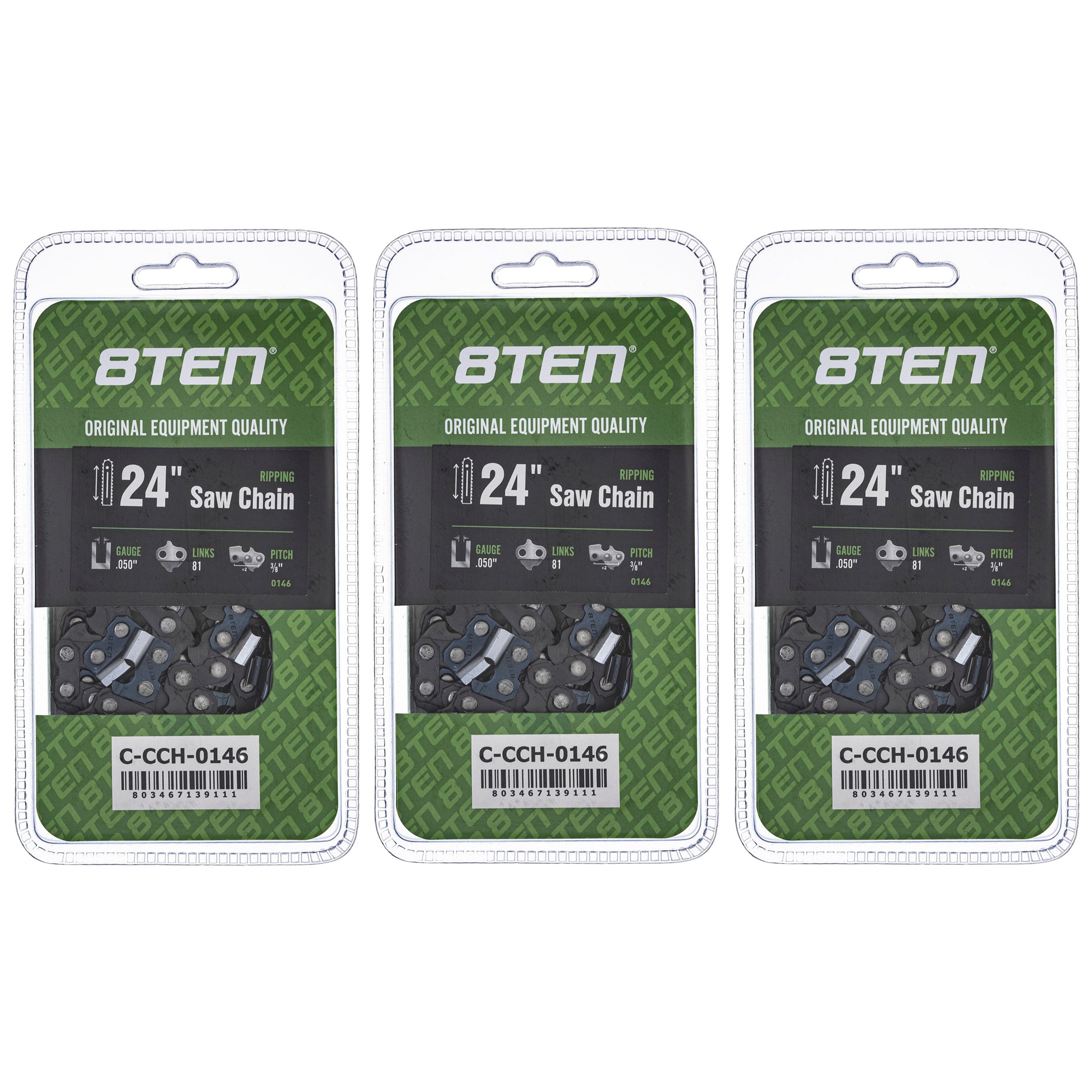 Chainsaw Chain 24 Inch .050 3/8 81DL 3-Pack for zOTHER Oregon Echo Shindaiwa Bear Cat XL V 8TEN 810-CCC2368H