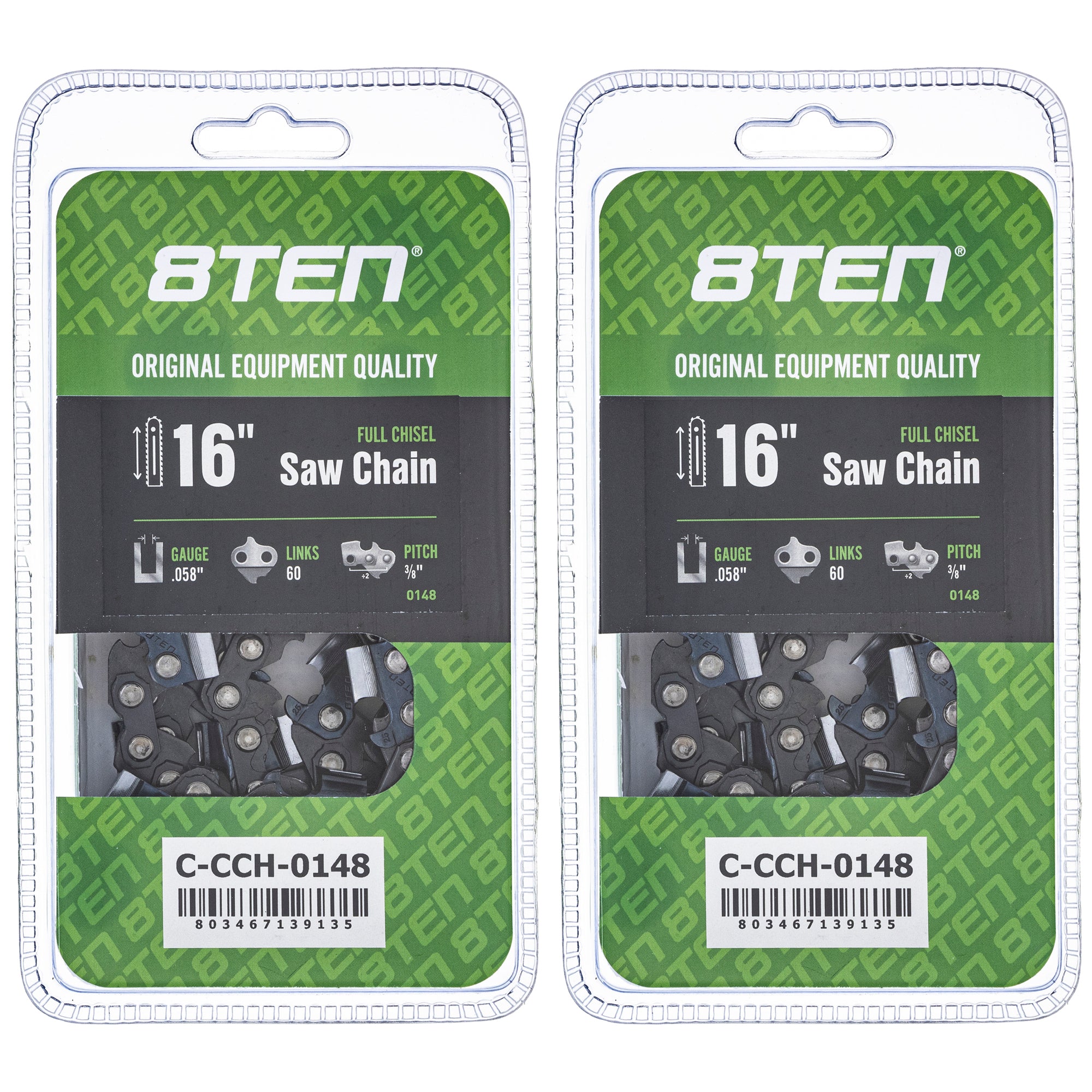 Chainsaw Chain 16 Inch .058 3/8 60DL 2-Pack for zOTHER Oregon Husqvarna Poulan Craftsman 8TEN 810-CCC2360H
