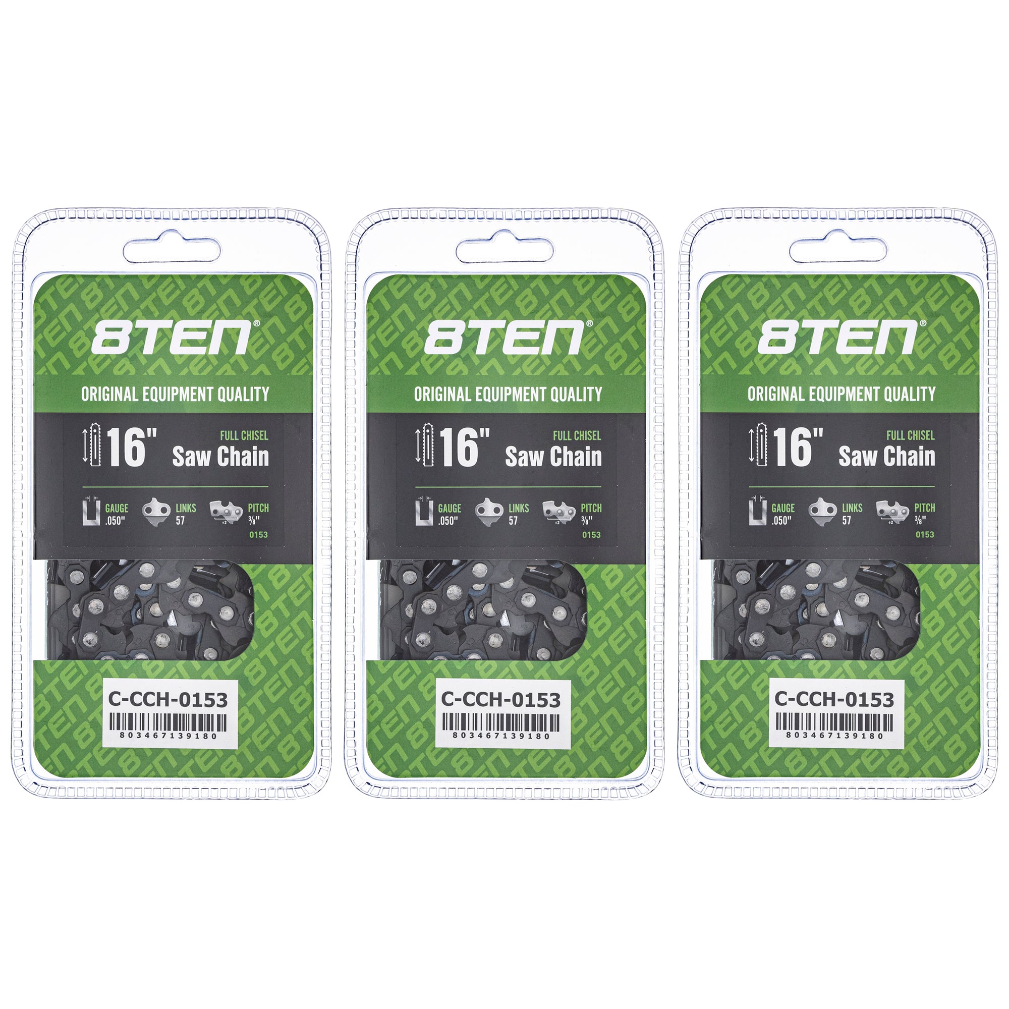 Chainsaw Chain 16 Inch .050 3/8 57DL 3-Pack for zOTHER Oregon Echo Shindaiwa Bear Cat 8TEN 810-CCC2375H