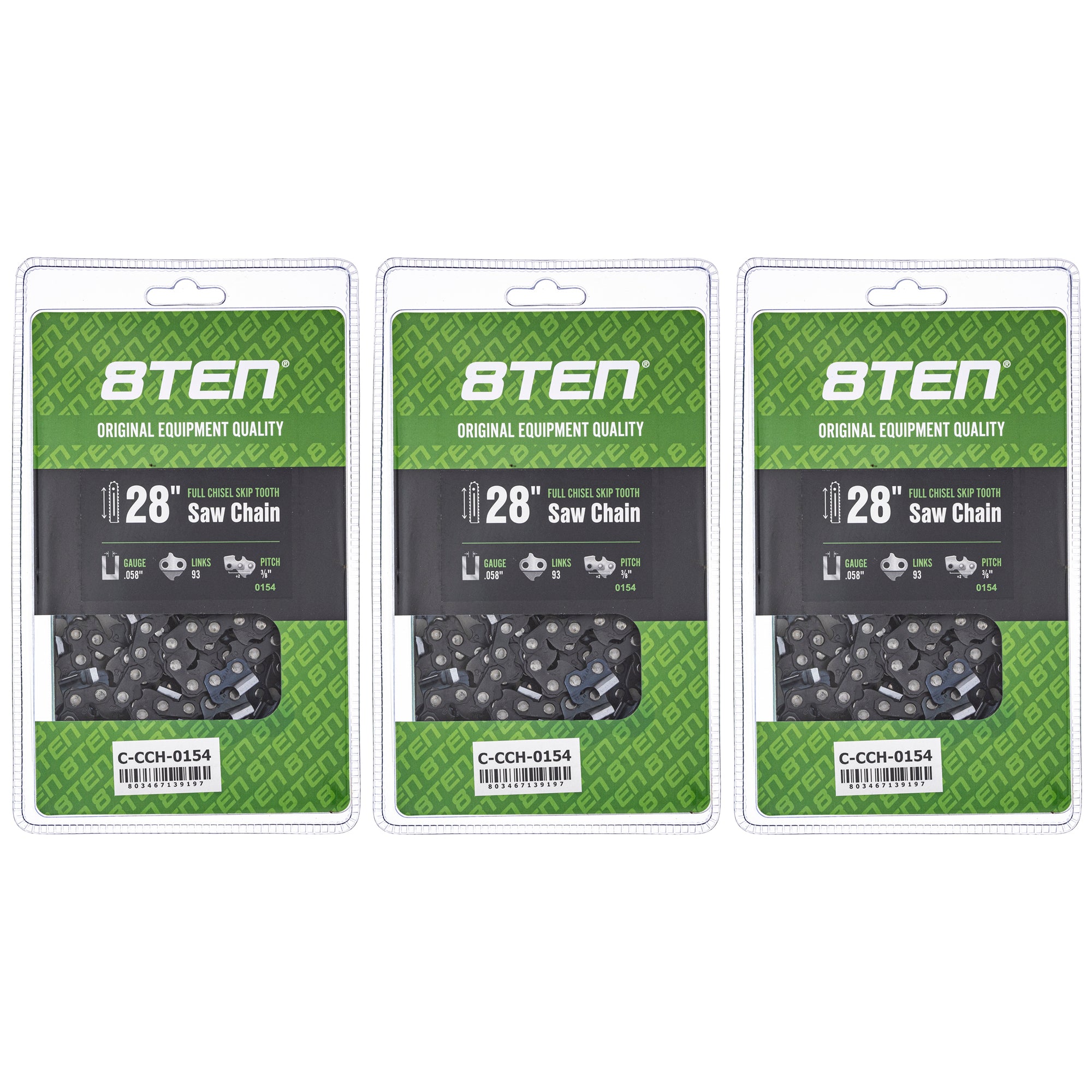 Chainsaw Chain 28 Inch .0583/8 93DL 3-Pack for zOTHER Oregon 572 565 562 395 8TEN 810-CCC2376H