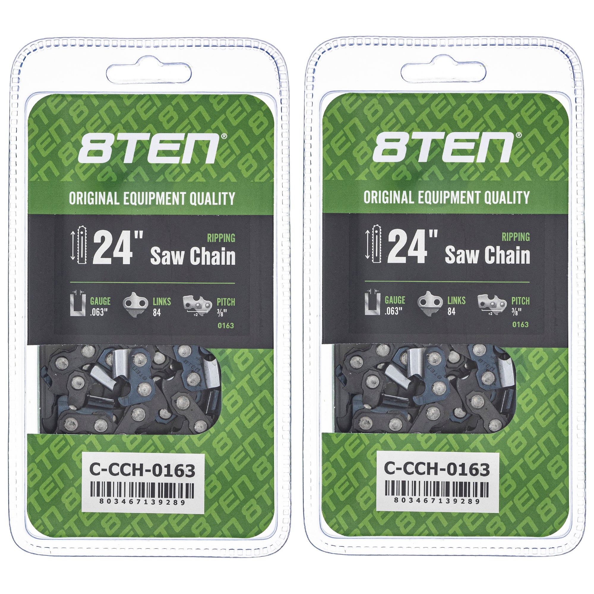 Chainsaw Chain 24 Inch .063 3/8 84DL 2-Pack for zOTHER Oregon PS 8TEN 810-CCC2385H
