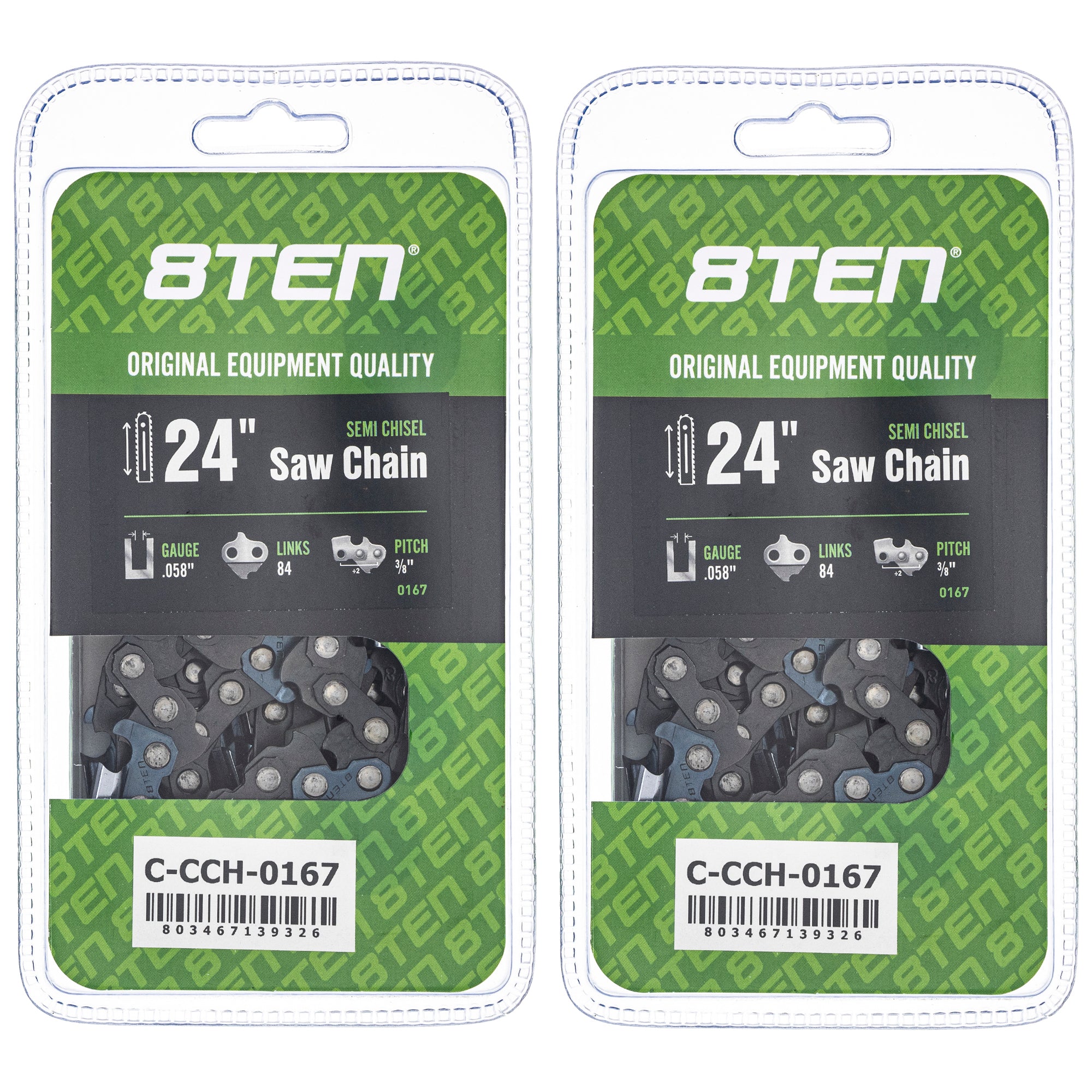 Chainsaw Chain 24 Inch .058 3/8 84DL 2-Pack for zOTHER Oregon Husqvarna Poulan Craftsman 8TEN 810-CCC2389H