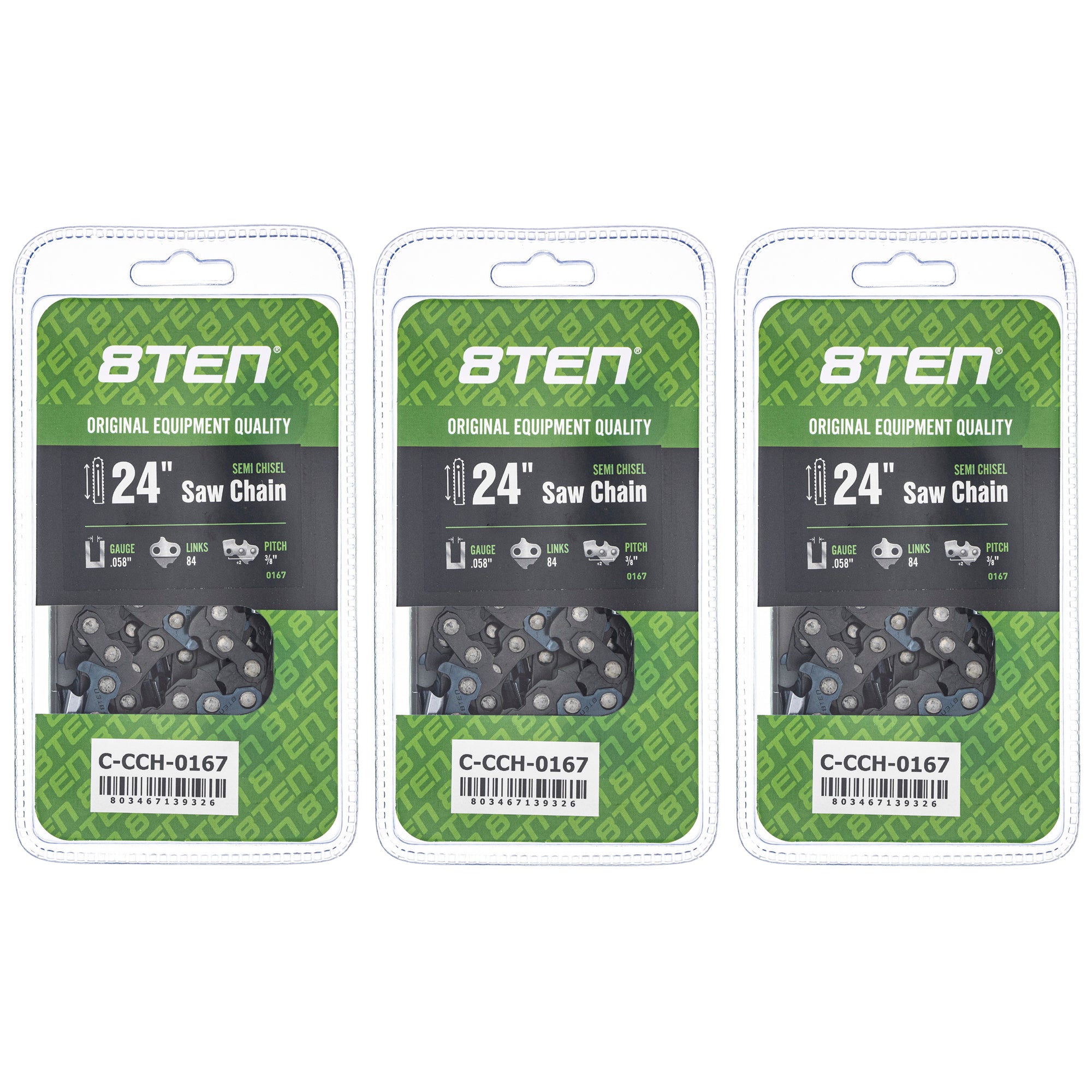 Chainsaw Chain 24 Inch .058 3/8 84DL 3-Pack for zOTHER Oregon Husqvarna Poulan Craftsman 8TEN 810-CCC2389H
