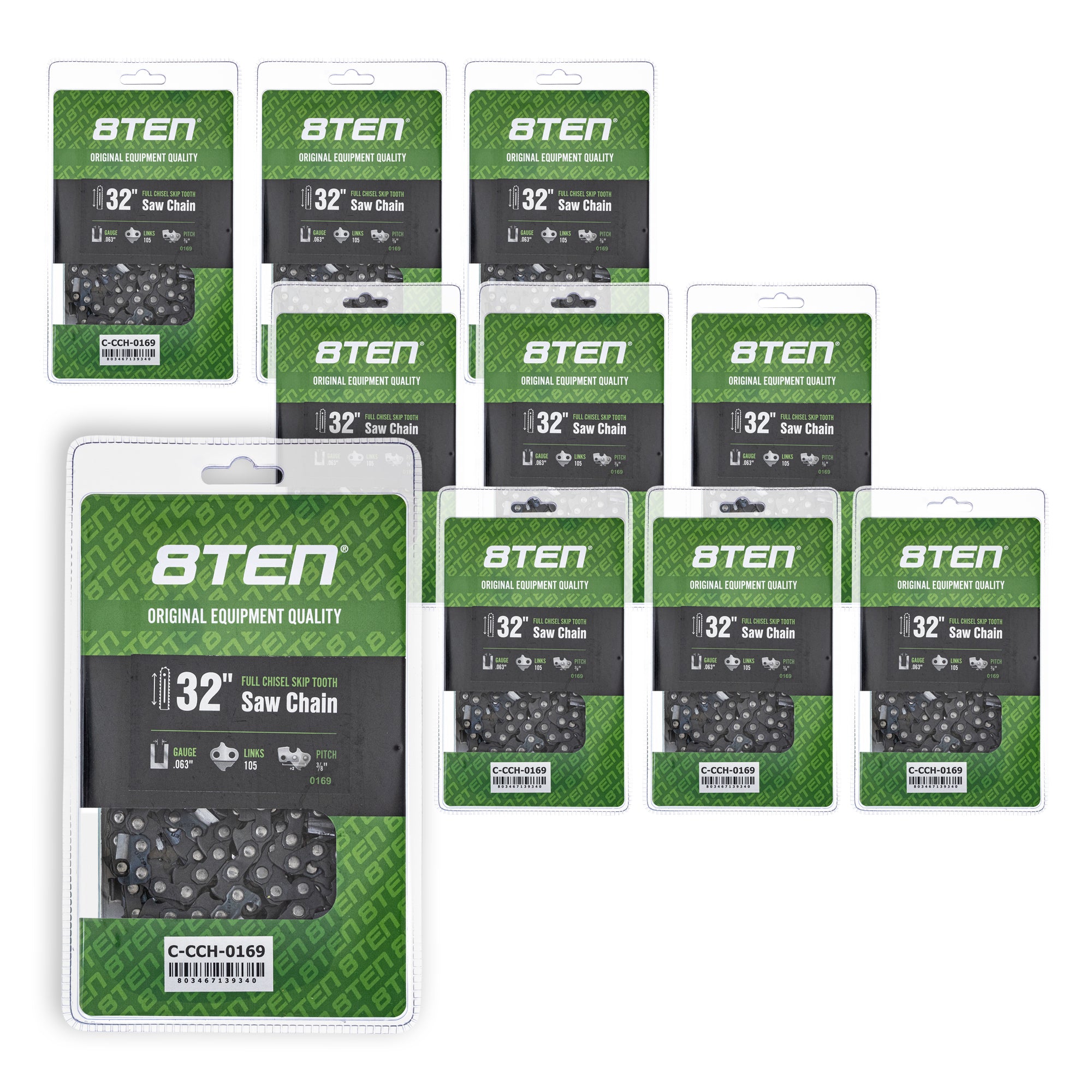Chainsaw Chain 32 Inch .063 3/8 105DL 10-Pack for zOTHER Oregon XL VI PS DCS9010FL 8TEN 810-CCC2381H