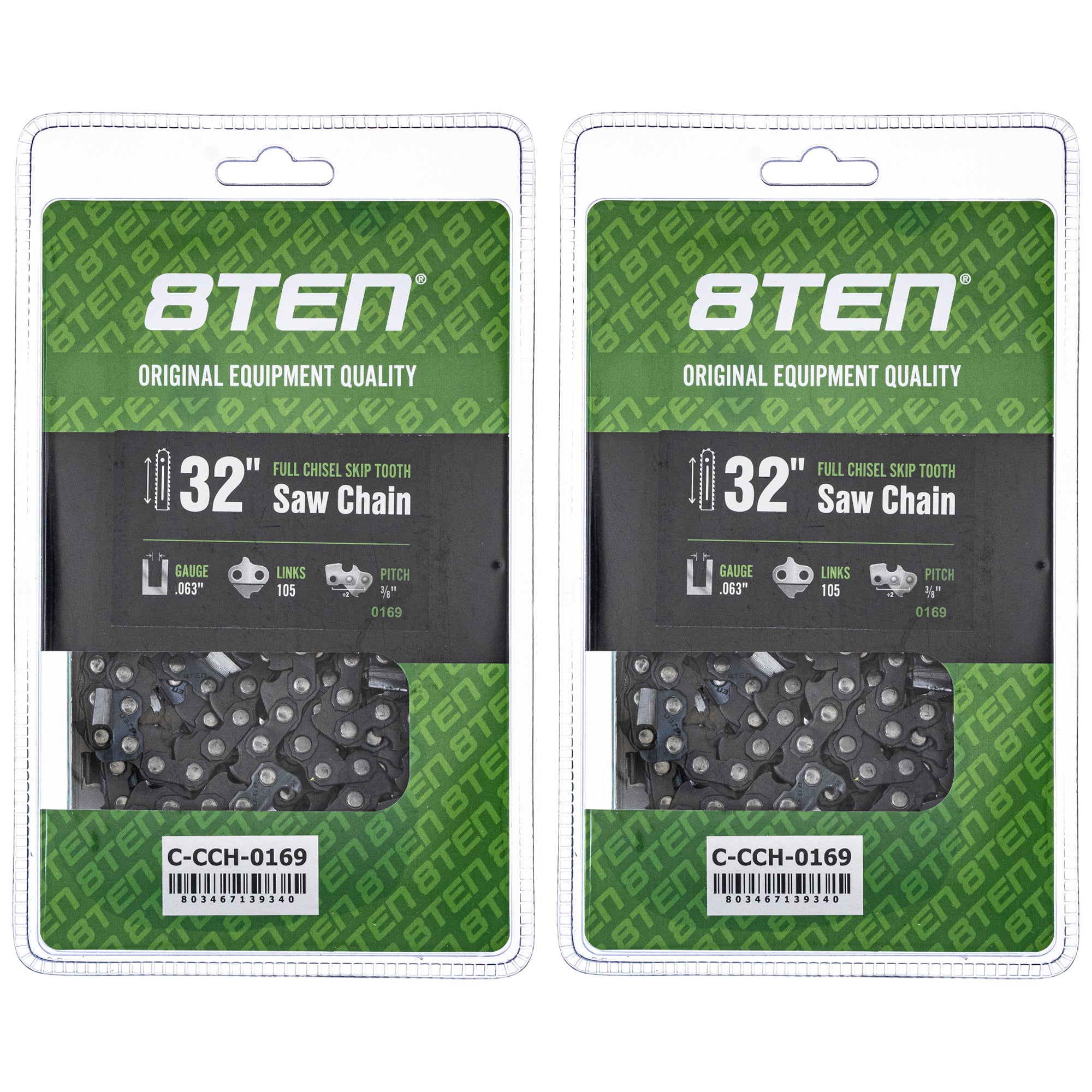Chainsaw Chain 32 Inch .063 3/8 105DL 2-Pack for zOTHER Oregon PS 8TEN 810-CCC2381H