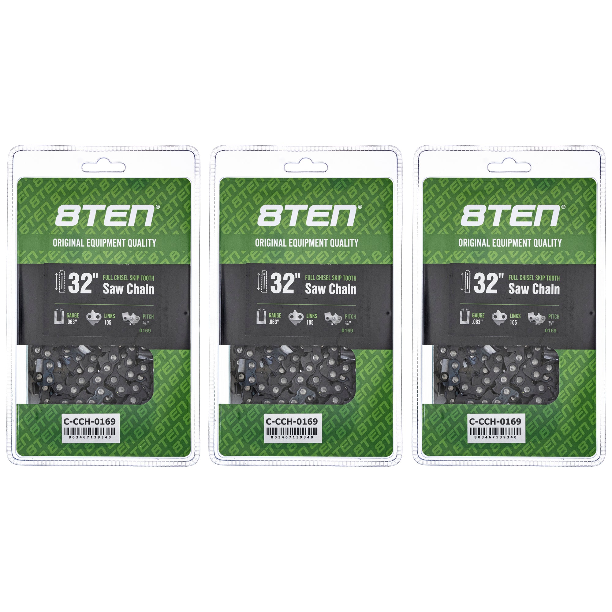 Chainsaw Chain 32 Inch .063 3/8 105DL 3-Pack for zOTHER Oregon XL VI PS DCS9010FL 8TEN 810-CCC2381H