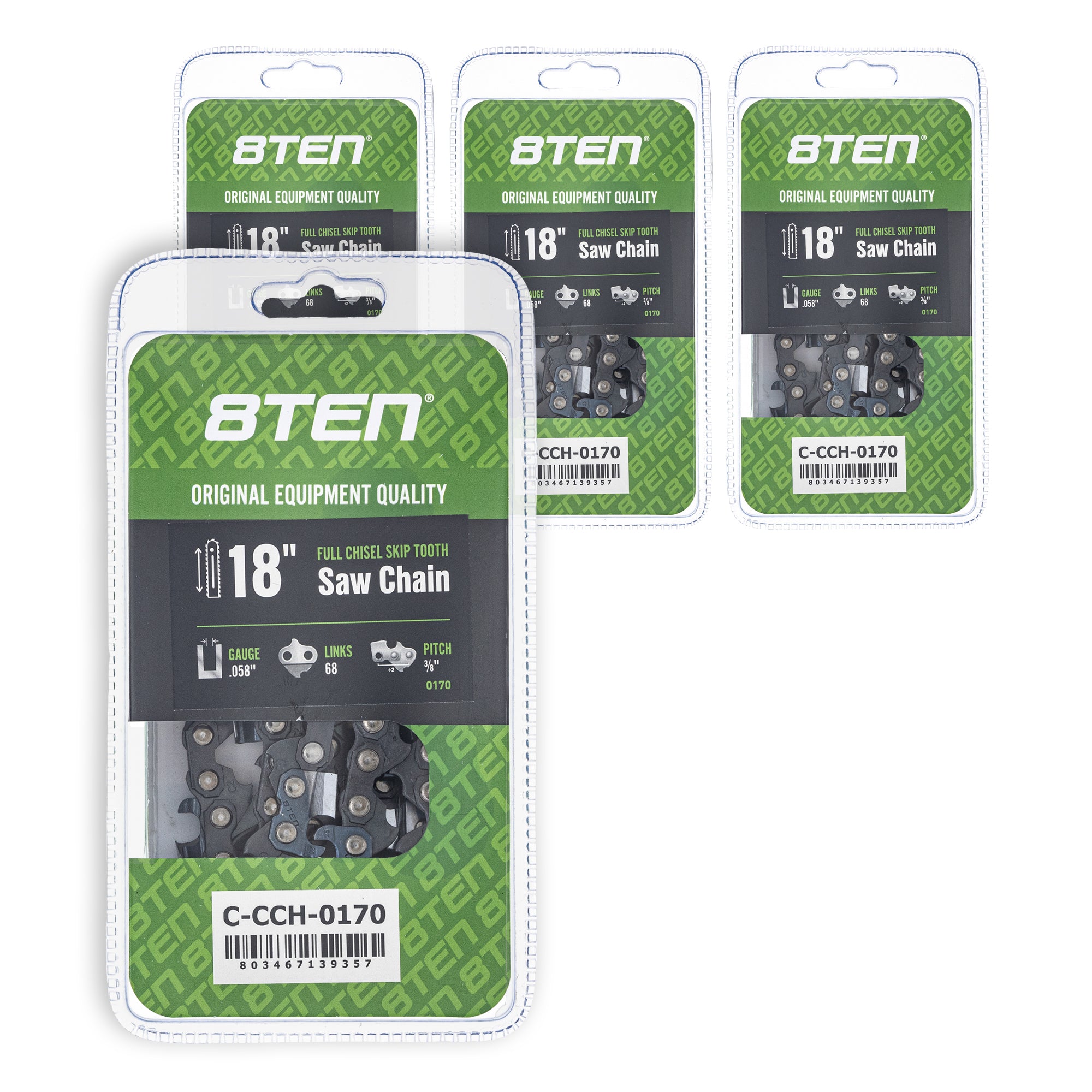 Chainsaw Chain 18 Inch .058 3/8 68DL 4-Pack for zOTHER Oregon Husqvarna Poulan Craftsman 8TEN 810-CCC2392H