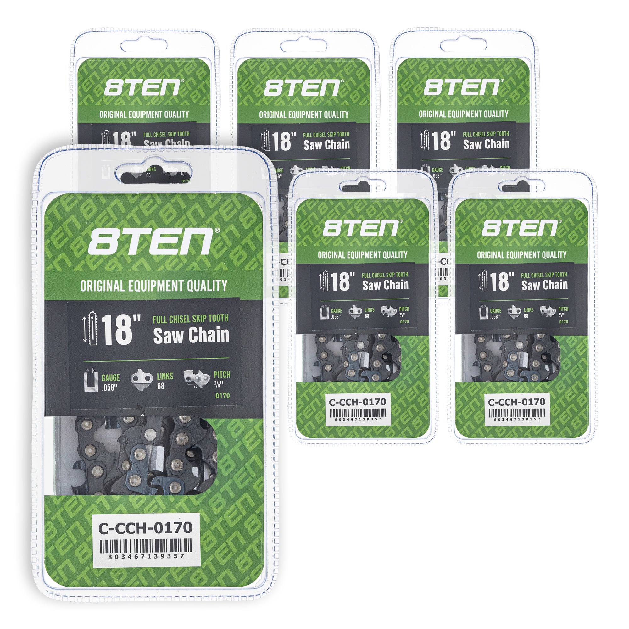 Chainsaw Chain 18 Inch .058 3/8 68DL 6-Pack for zOTHER Oregon Husqvarna Poulan Craftsman 8TEN 810-CCC2392H