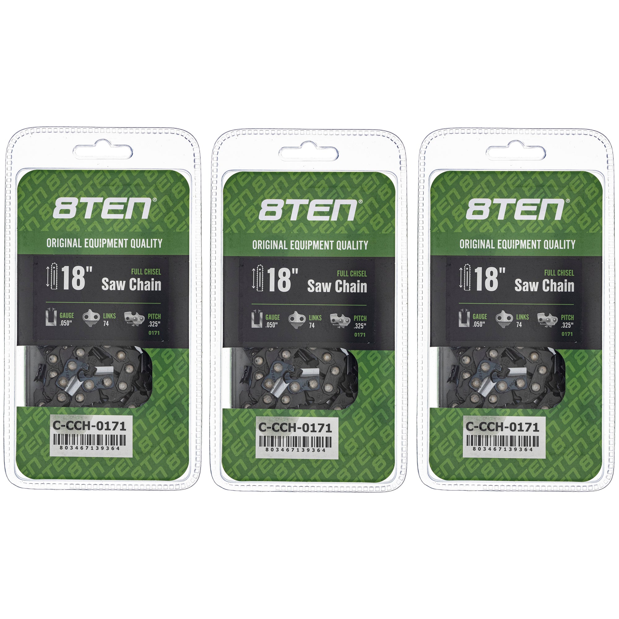 18 Inch .050 .325 74DL FULL Chainsaw Chain 18 Inch .050 .325 74DL 3-Pack for zOTHER Oregon 8TEN 810-CCC2393H