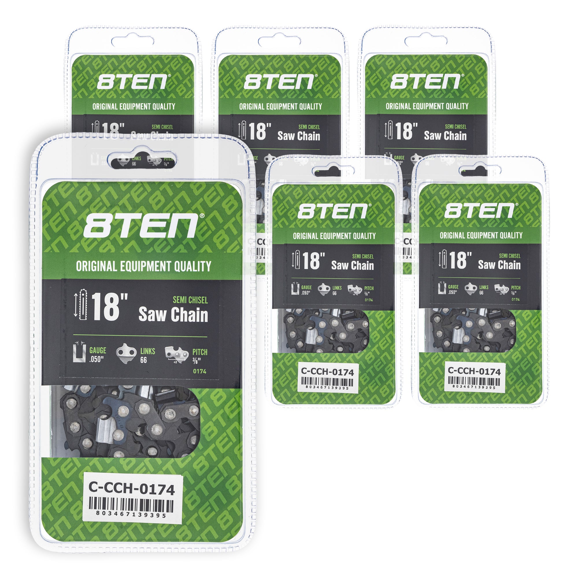 Chainsaw Chain 18 Inch .050 3/8 66DL 6-Pack for zOTHER Ref No Oregon Echo Shindaiwa Bear 8TEN 810-CCC2396H