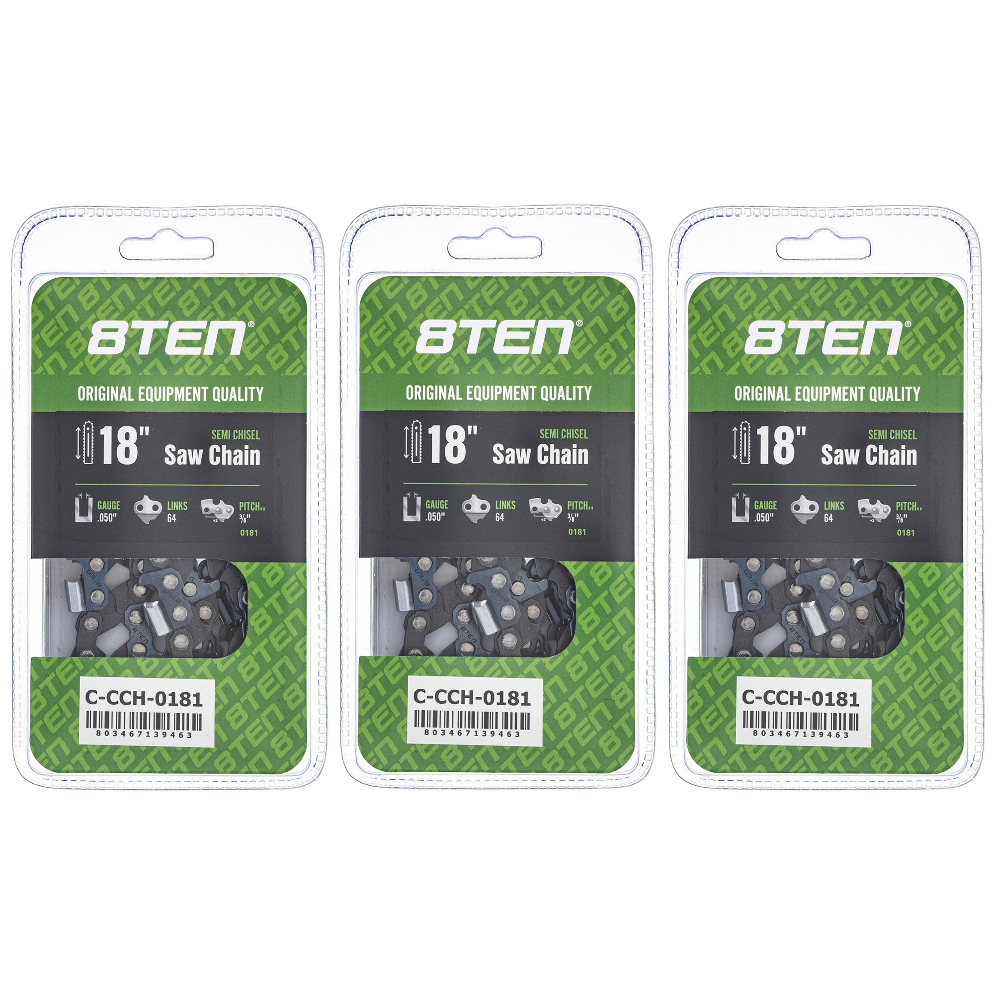 Chainsaw Chain 18 Inch .050 3/8 64DL 3-Pack for zOTHER Oregon Echo Shindaiwa Bear Cat 8TEN 810-CCC2303H