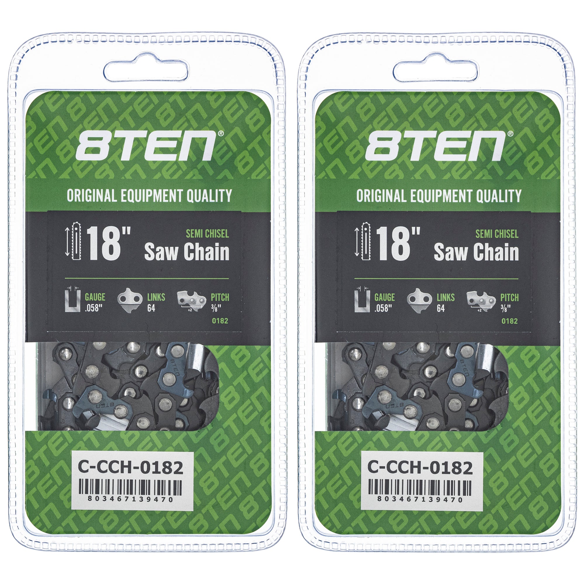 Chainsaw Chain 18 Inch .0583/8 64DL 2-Pack for zOTHER Oregon DCS431 DCS430 8TEN 810-CCC2304H