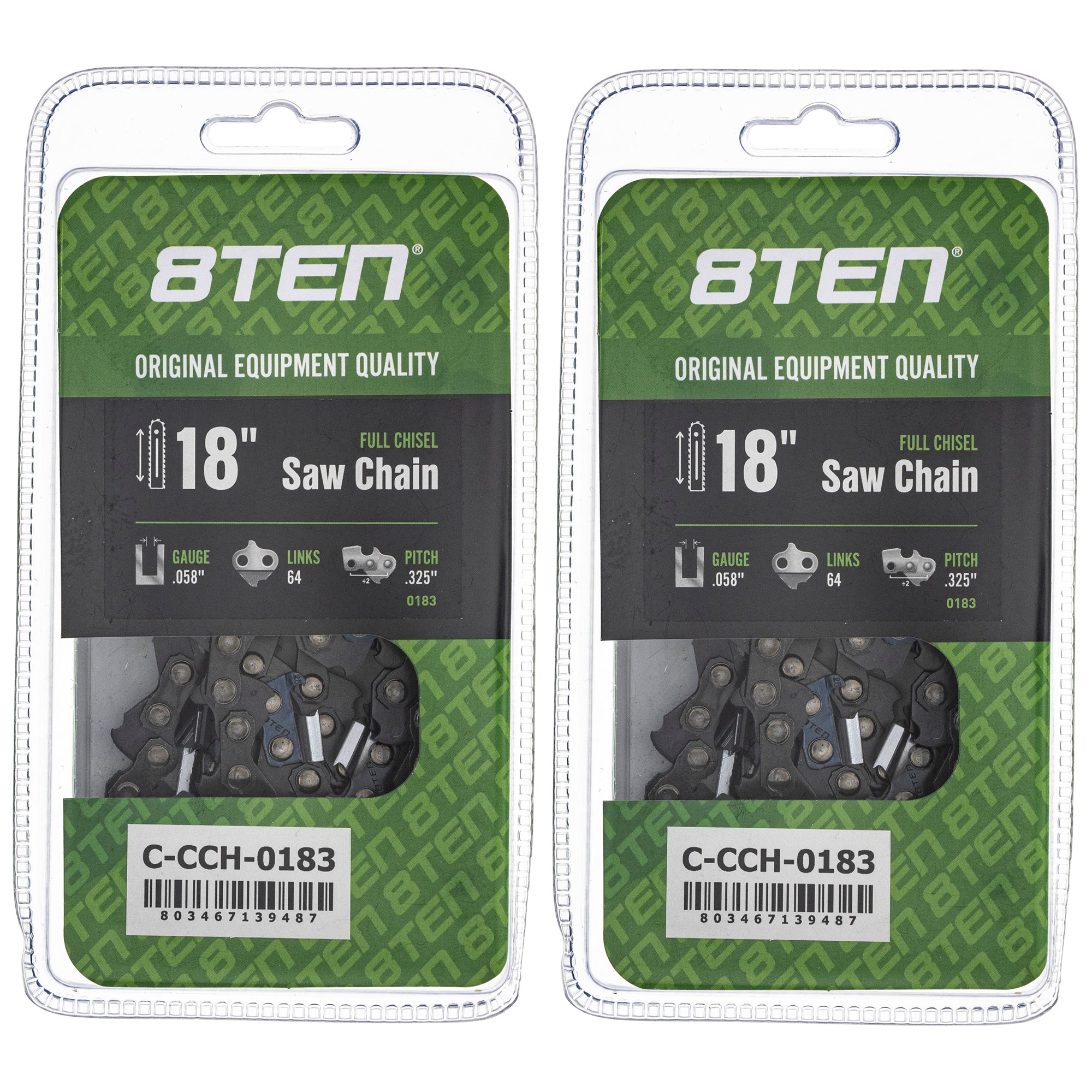 Chainsaw Chain 18 Inch .058 .325 64DL 2-Pack for zOTHER Oregon PS EA6101P53G EA6100PREG 8TEN 810-CCC2305H