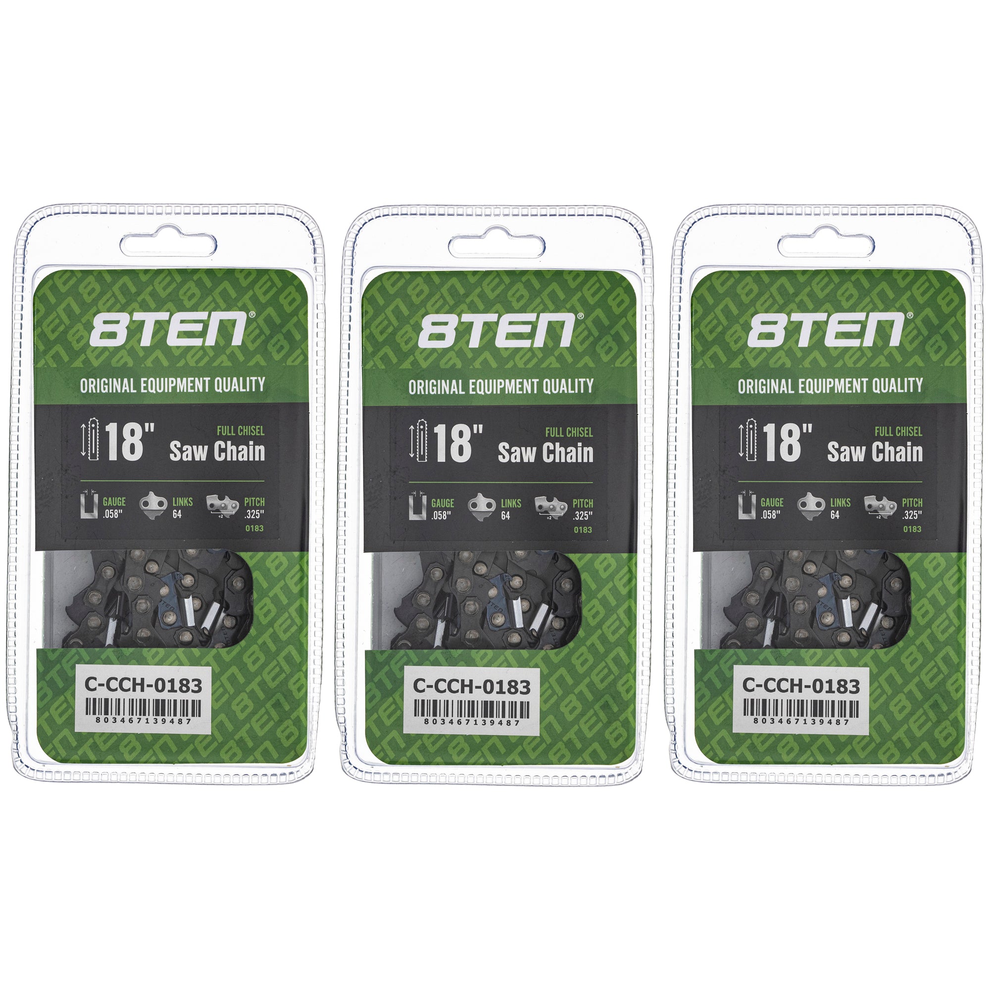 Chainsaw Chain 18 Inch .058 .325 64DL 3-Pack for zOTHER Oregon PS EA6101P53G EA6100PREG 8TEN 810-CCC2305H