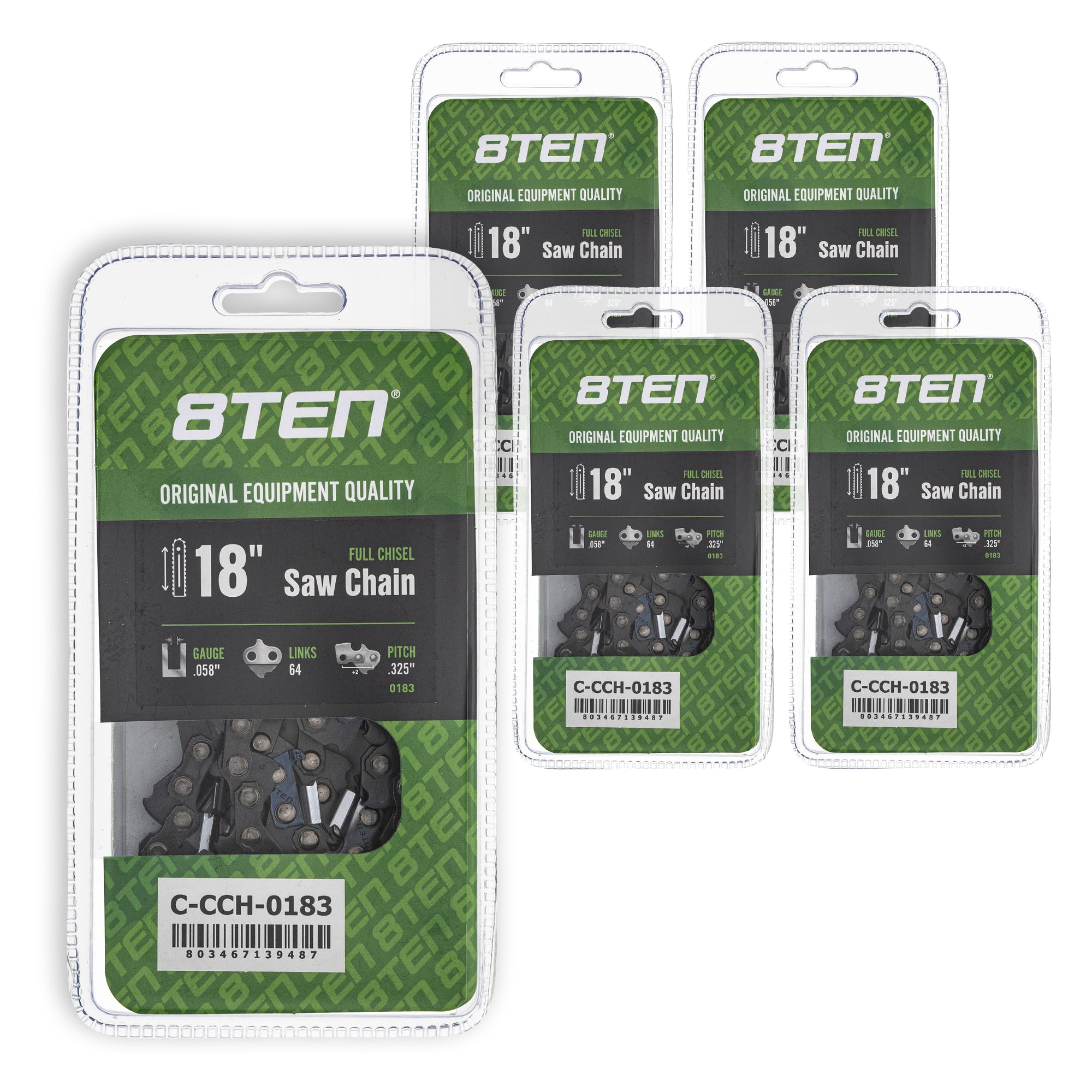 Chainsaw Chain 18 Inch .058 .325 64DL 5-Pack for zOTHER Oregon PS EA6101P53G EA6100PREG 8TEN 810-CCC2305H