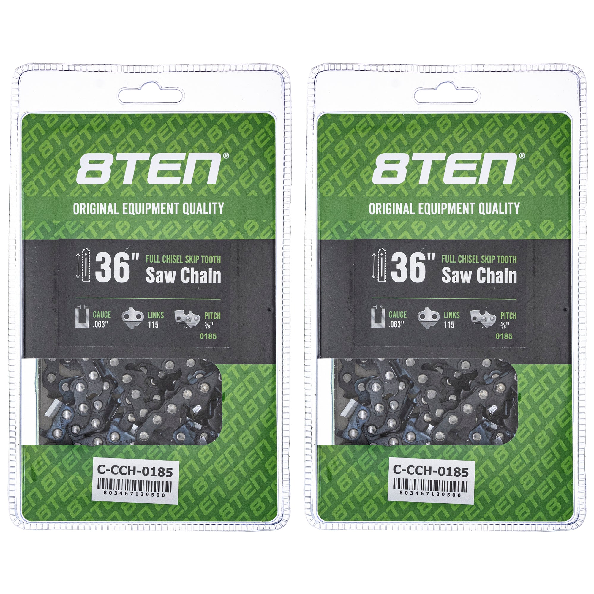 Chainsaw Chain 36 Inch .063 3/8 115DL 2-Pack for zOTHER Oregon PS 8TEN 810-CCC2307H
