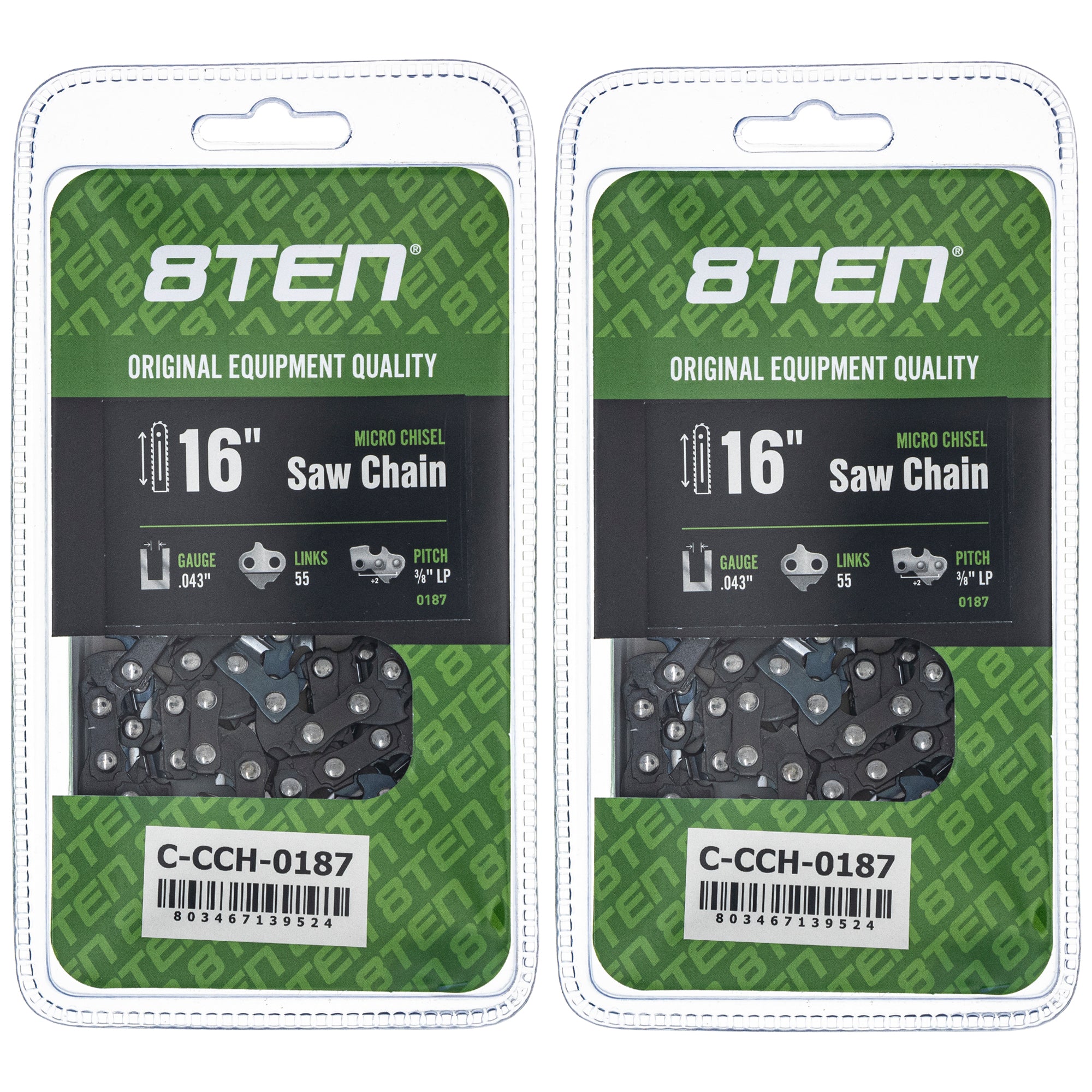Chainsaw Chain 16 Inch .043 3/8 LP 55DL 2-Pack for zOTHER Stens Oregon MSE MS HT E 8TEN 810-CCC2309H