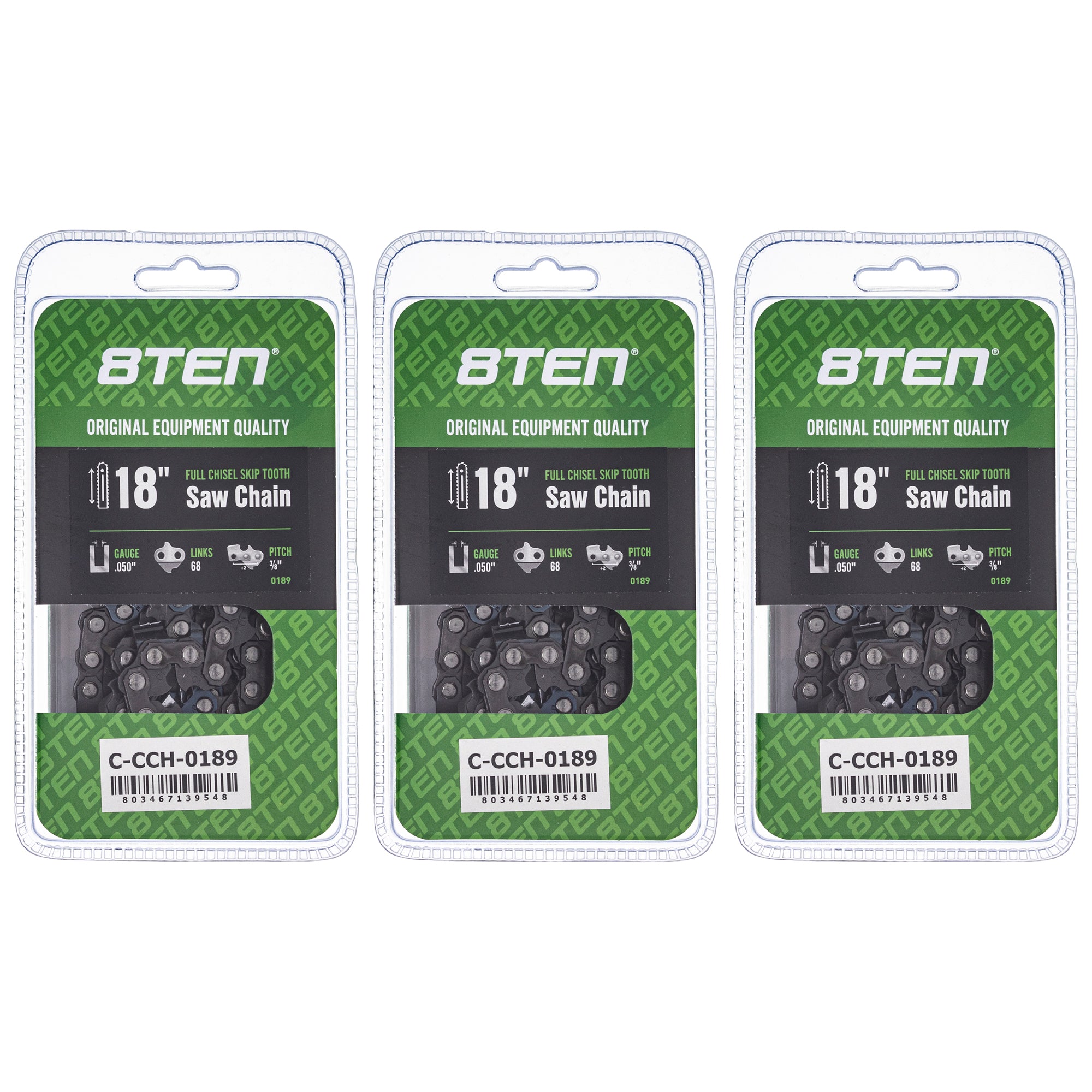 Chainsaw Chain 18 Inch .050 3/8 68DL 3-Pack for zOTHER Stens Ref No Oregon Husqvarna 8TEN 810-CCC2301H