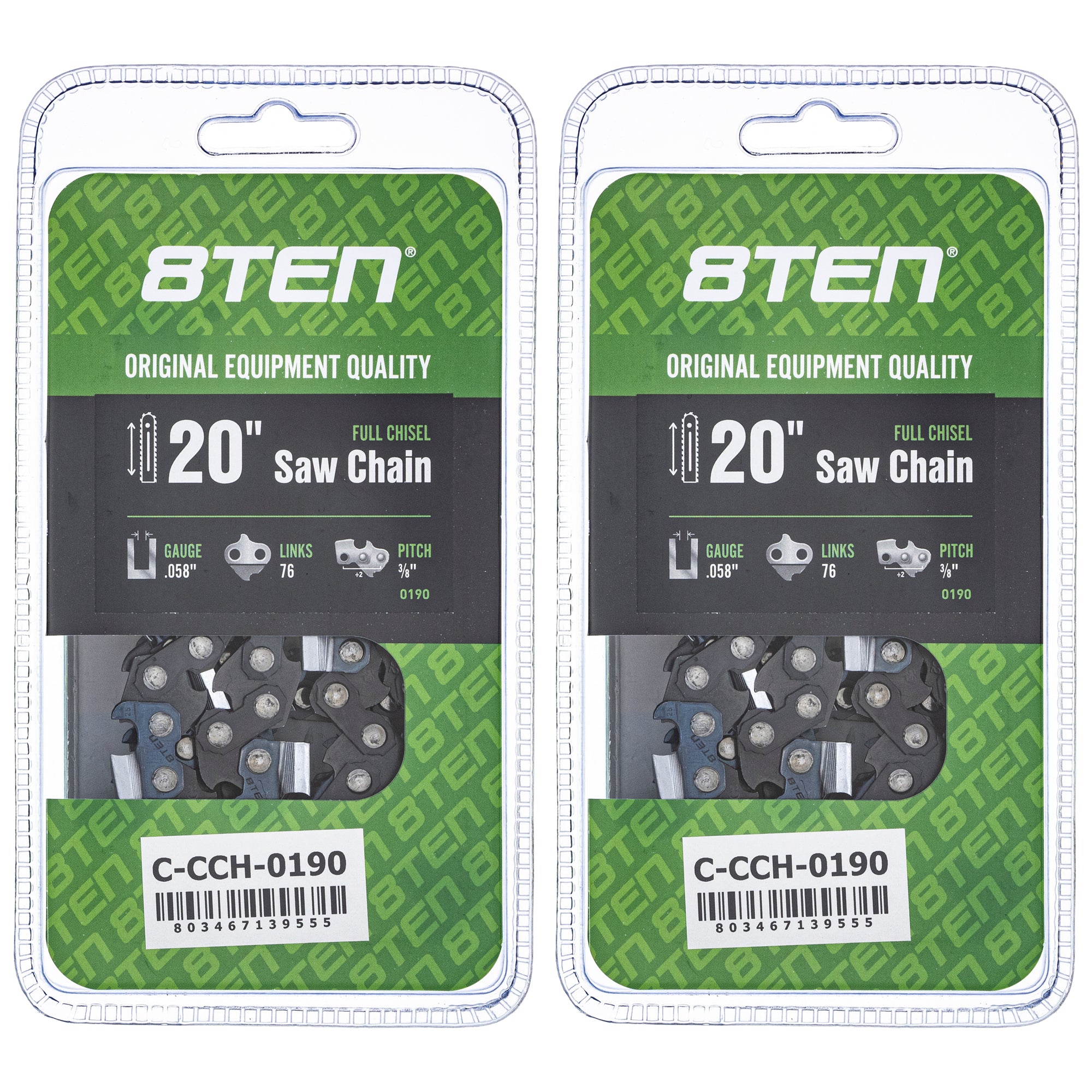 Chainsaw Chain 20 Inch .058 3/8 76DL 2-Pack for zOTHER Max 20 8TEN 810-CCC2312H